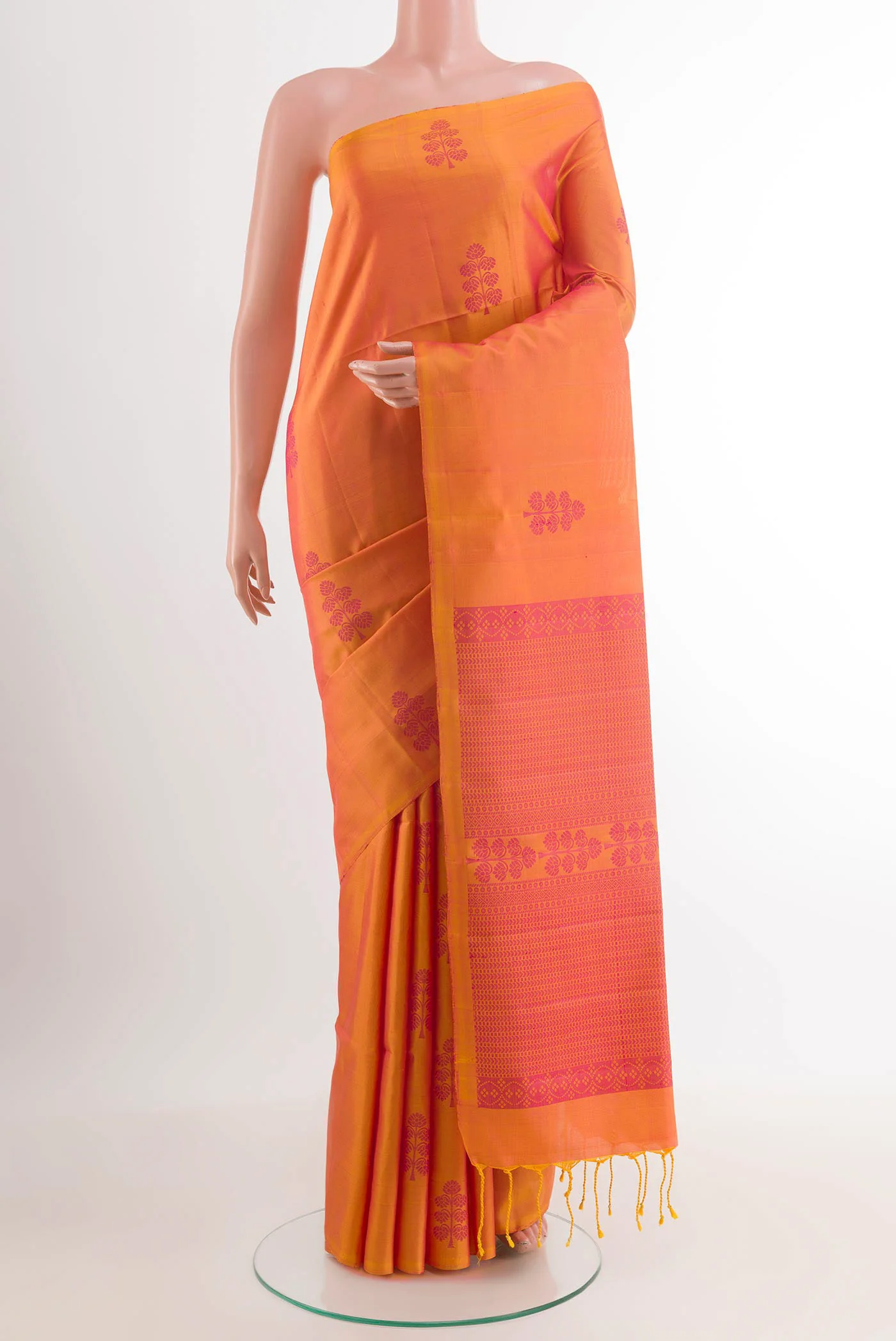 Yellow with Pink Color Soft Silk Saree