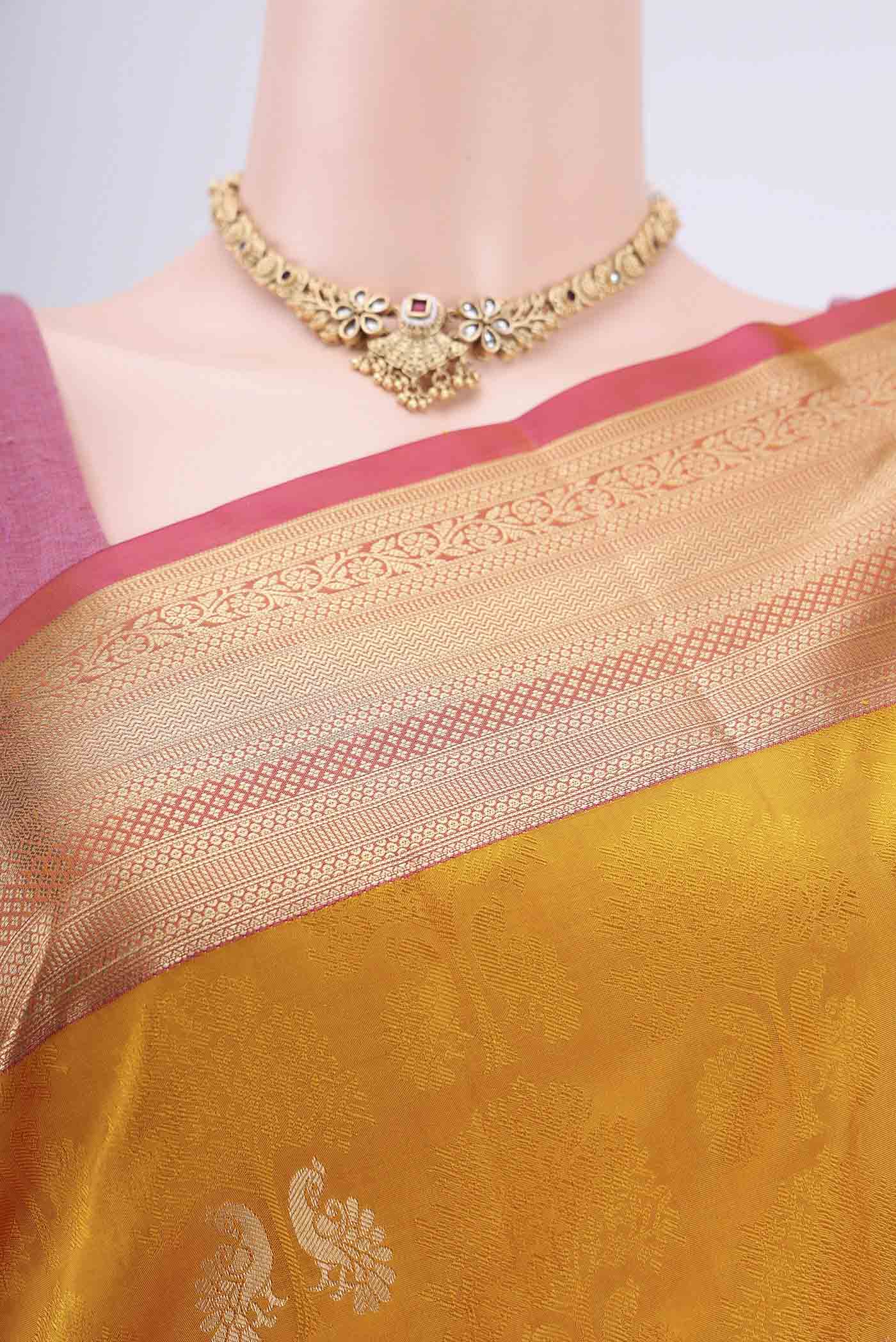 Mustard Soft Silk Saree - Image 2