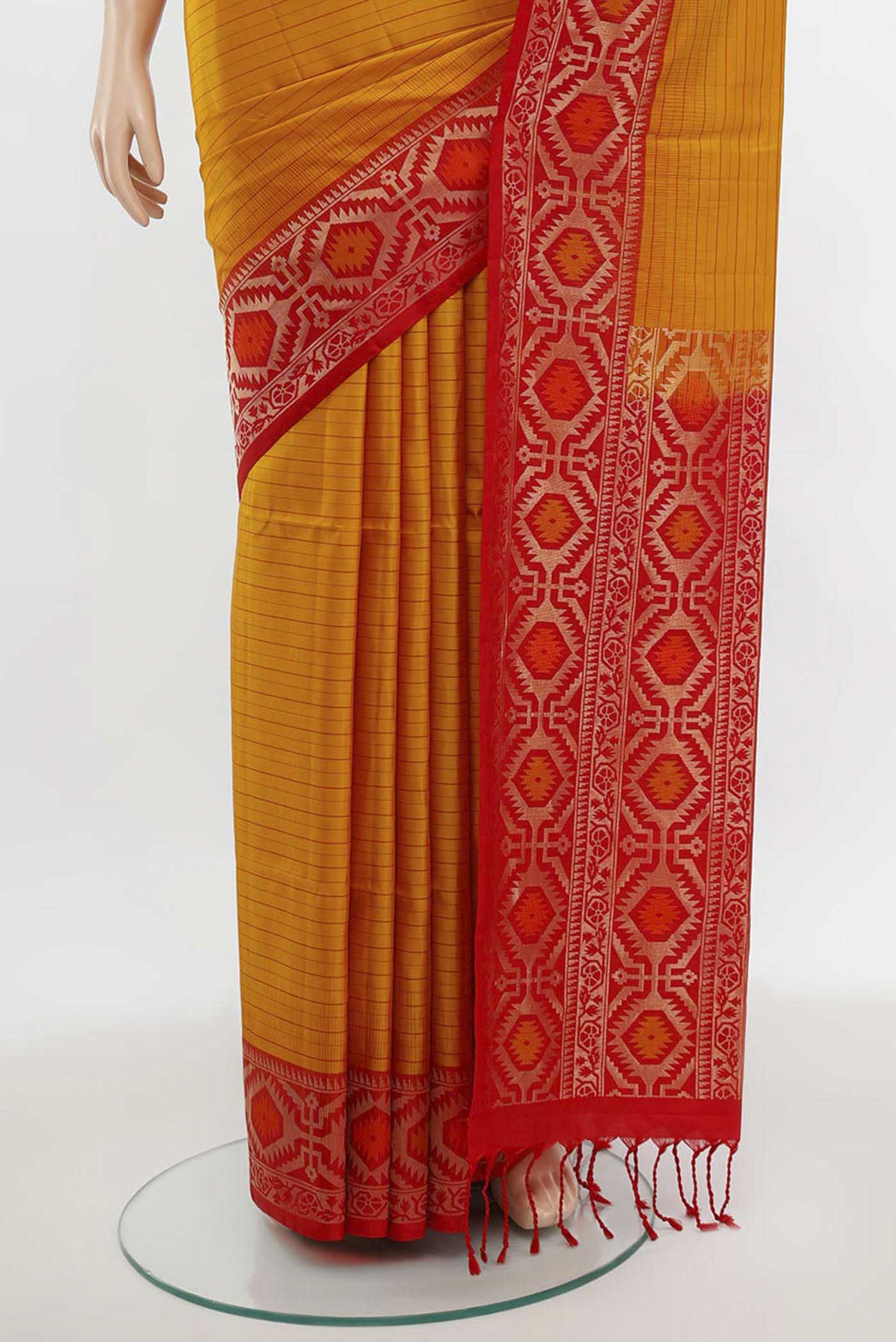 Mustard Soft Silk Saree - Image 3