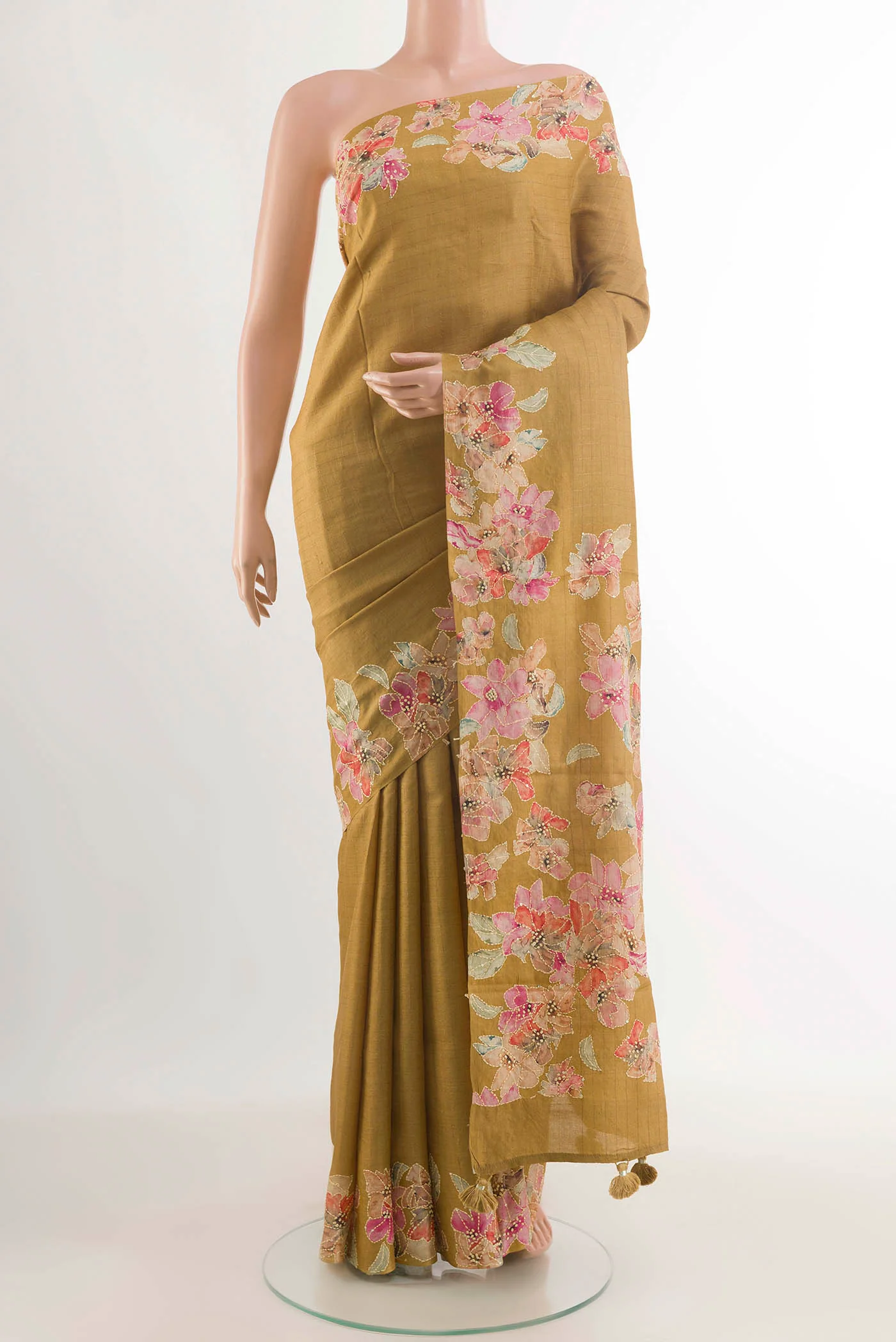 Mustard Tussar Saree