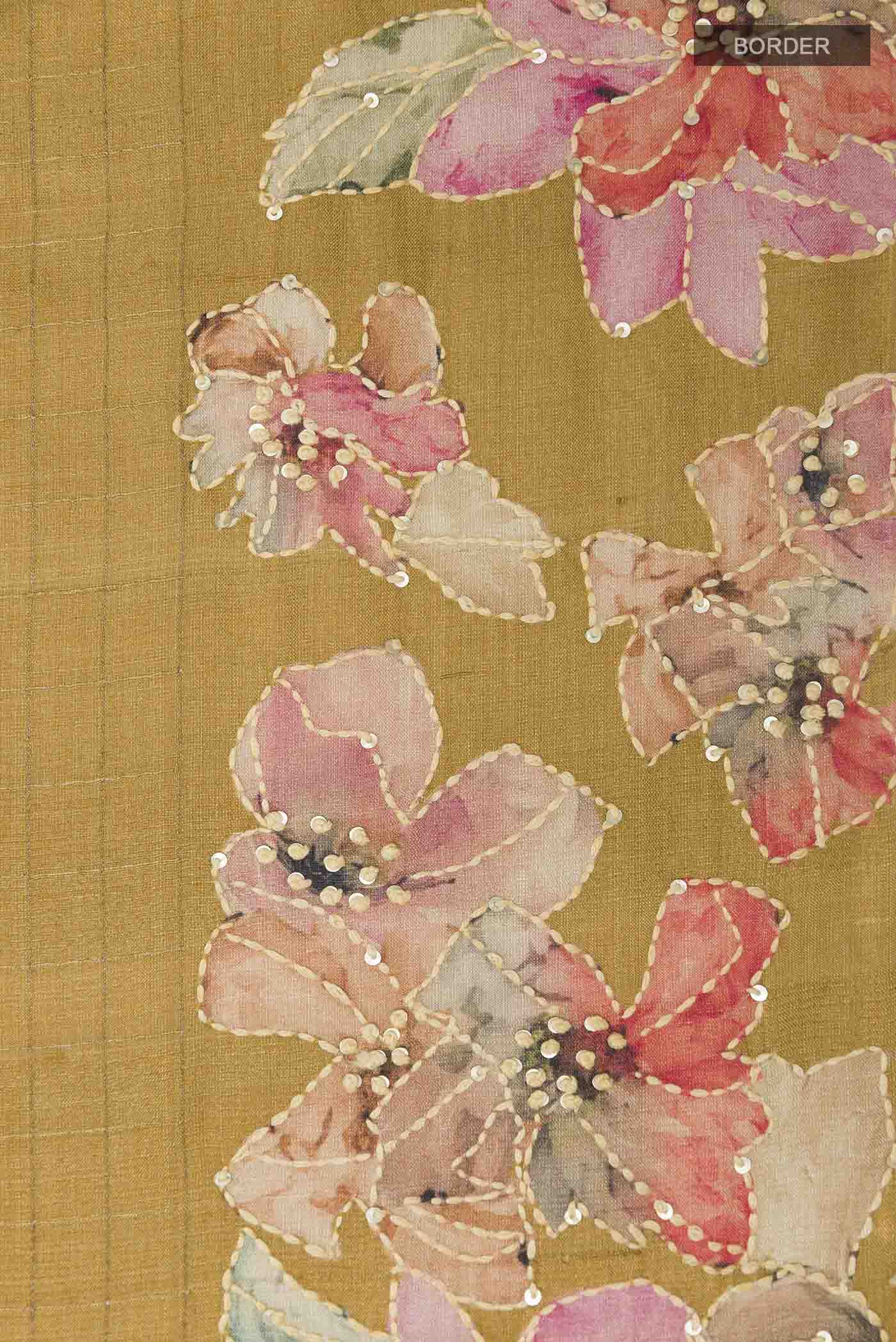 Mustard Tussar Saree - Image 3