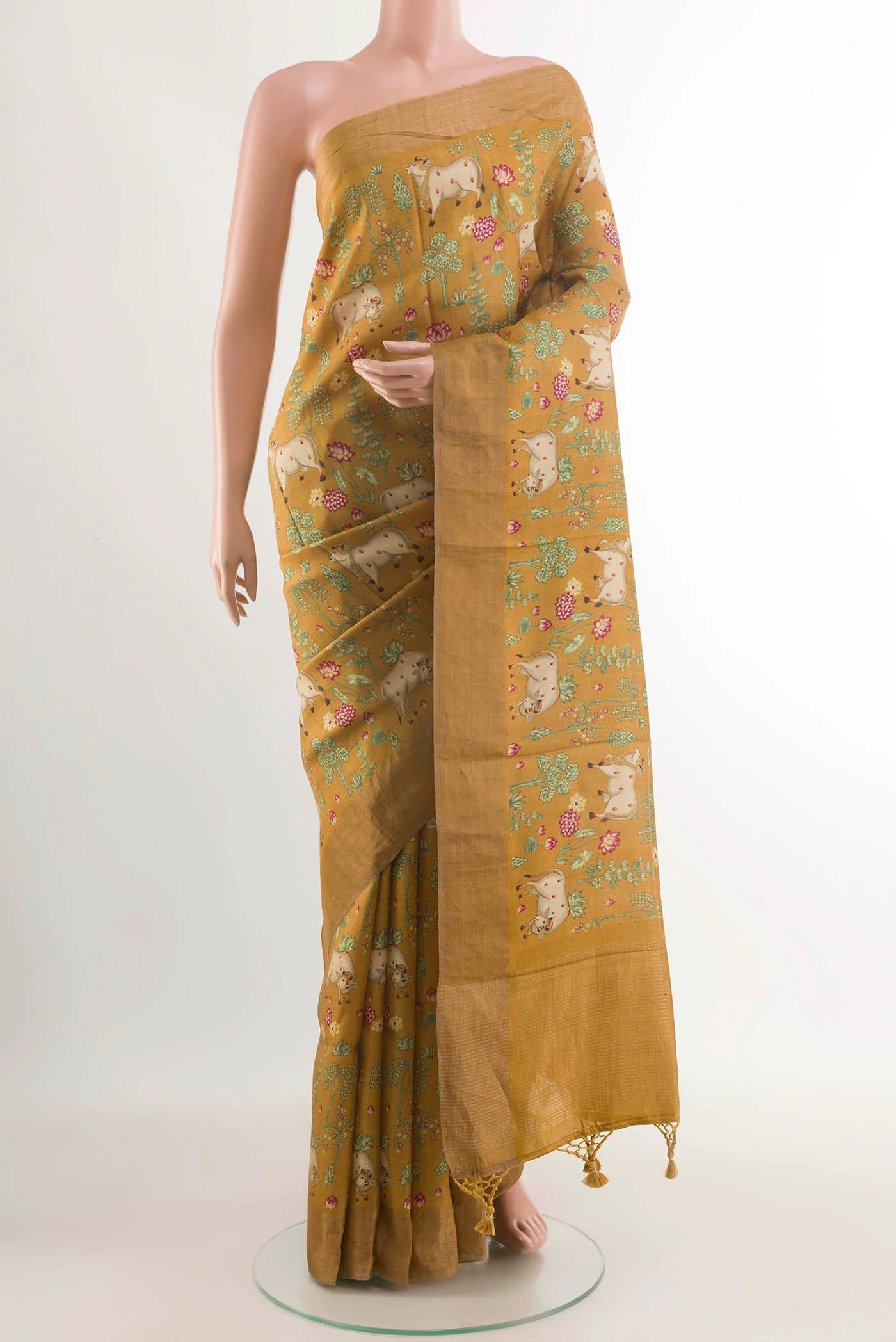 Mustard Tussar Saree