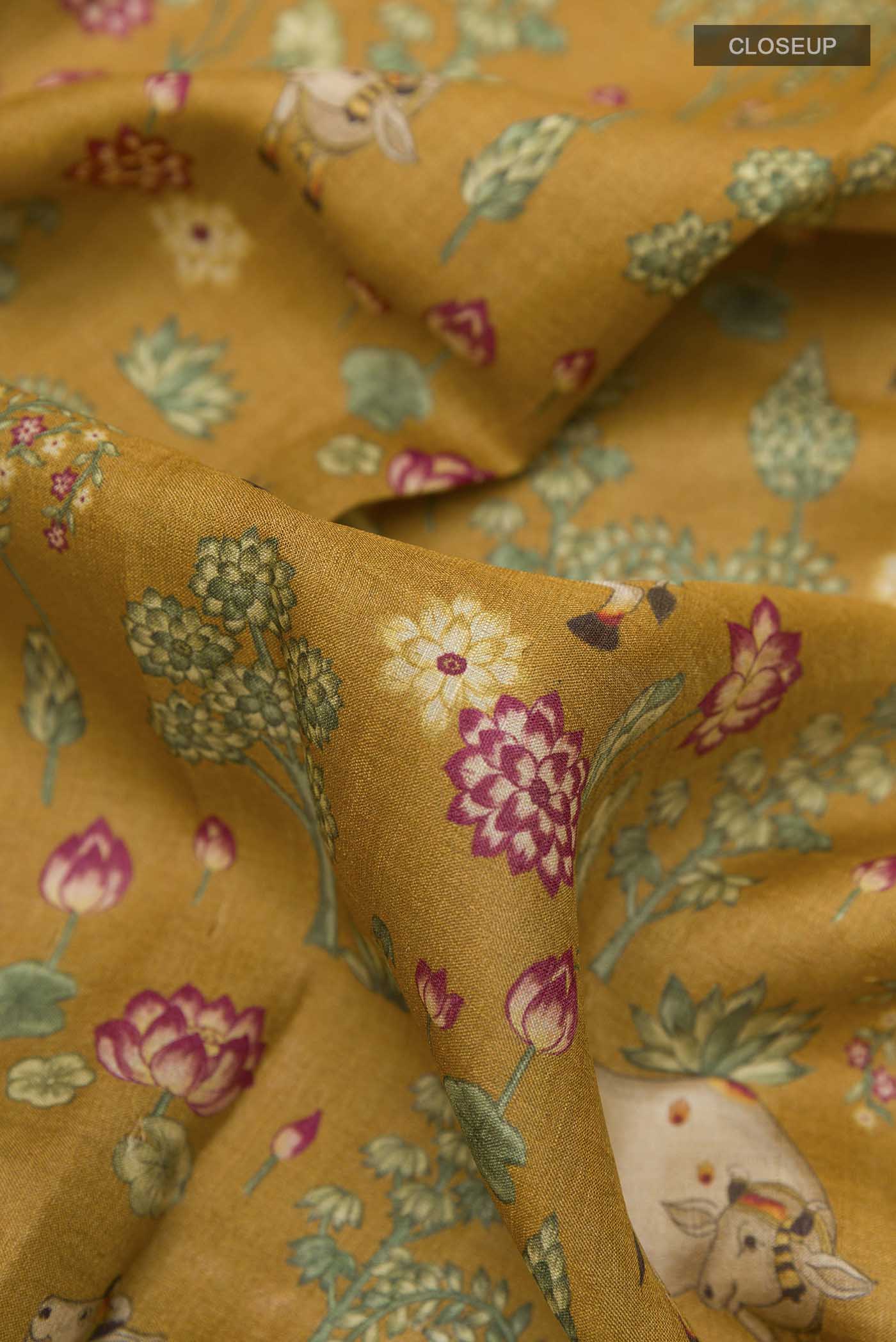 Mustard Tussar Saree - Image 2