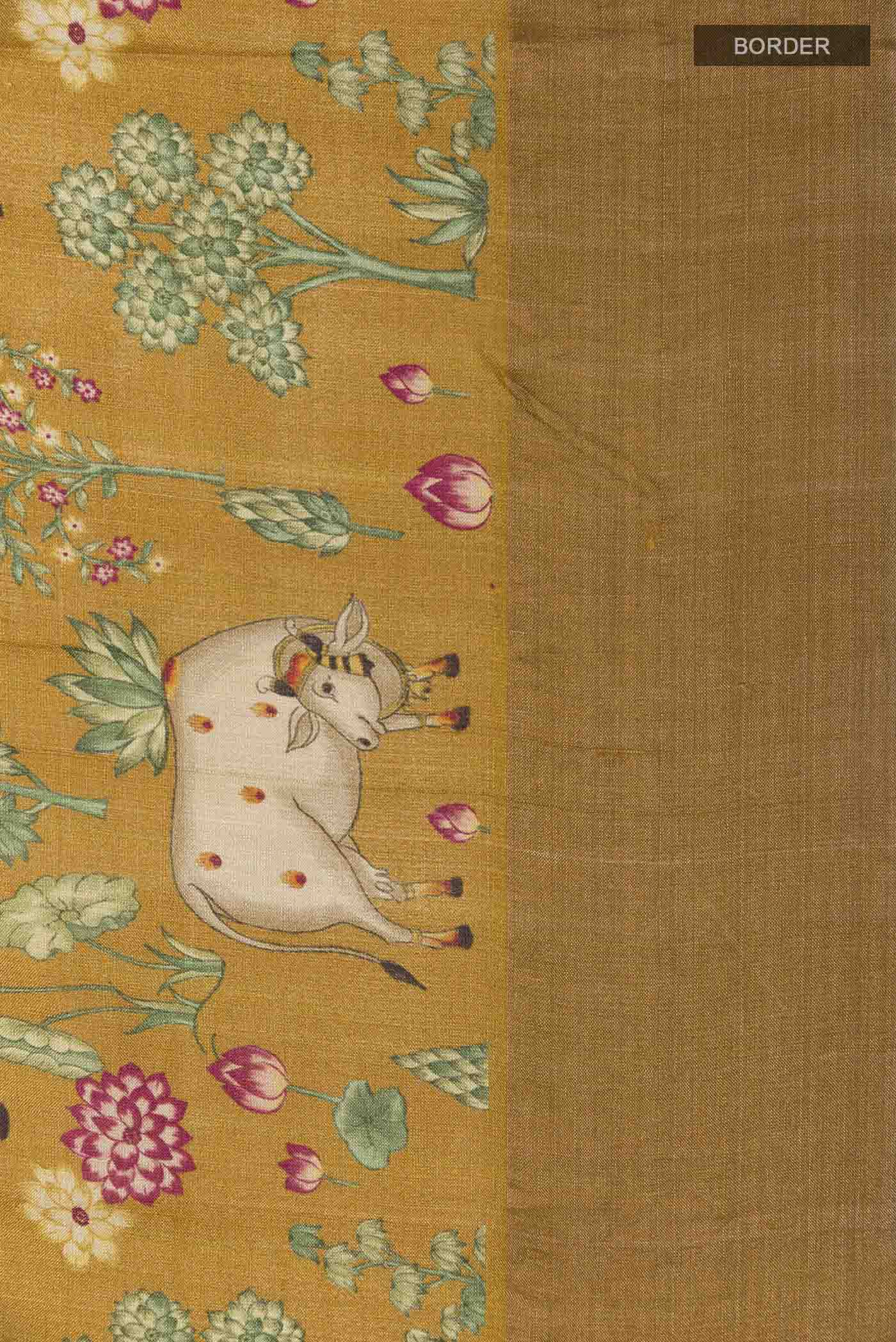 Mustard Tussar Saree - Image 3