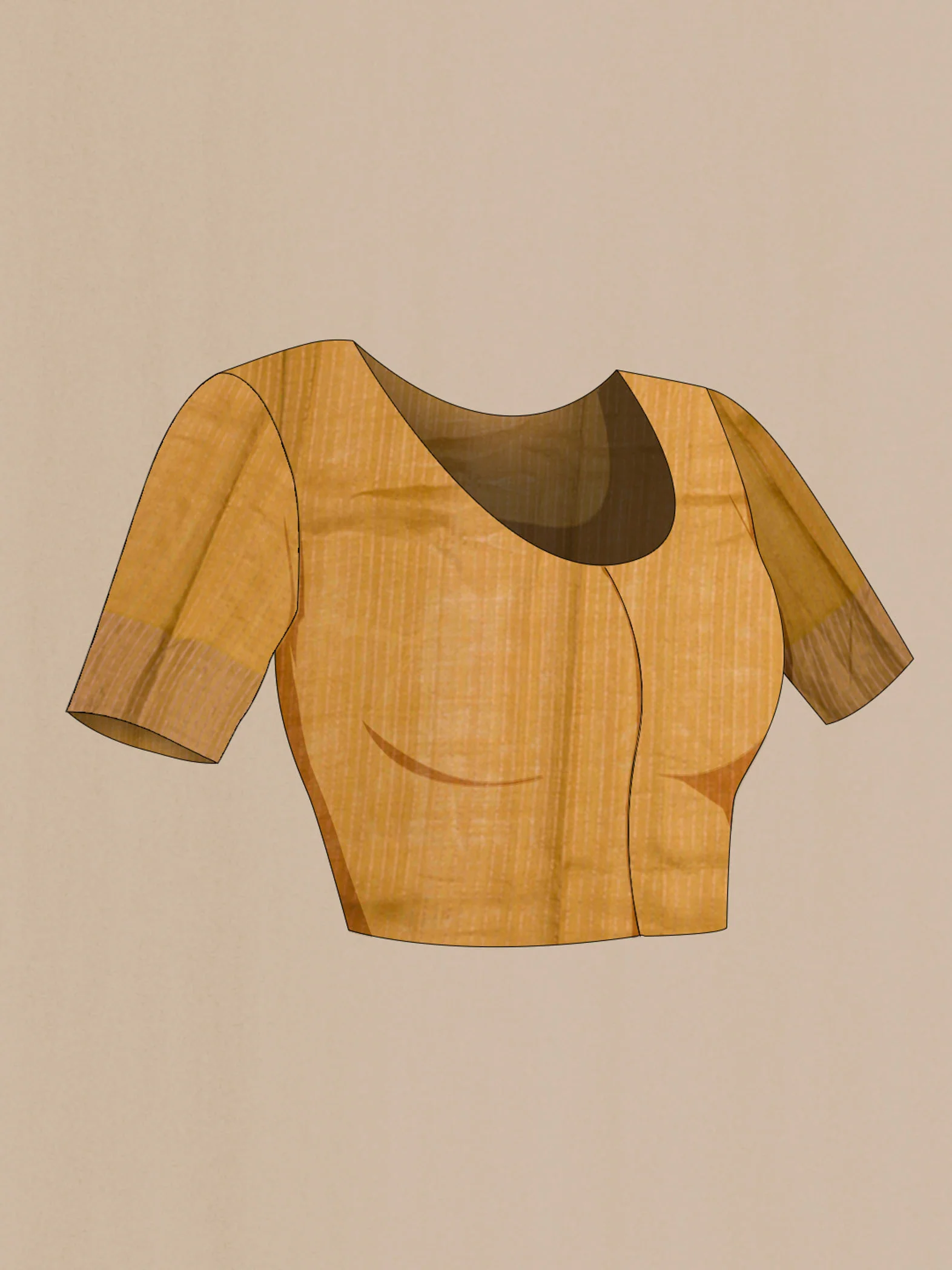 Mustard Tussar Saree - Image 4