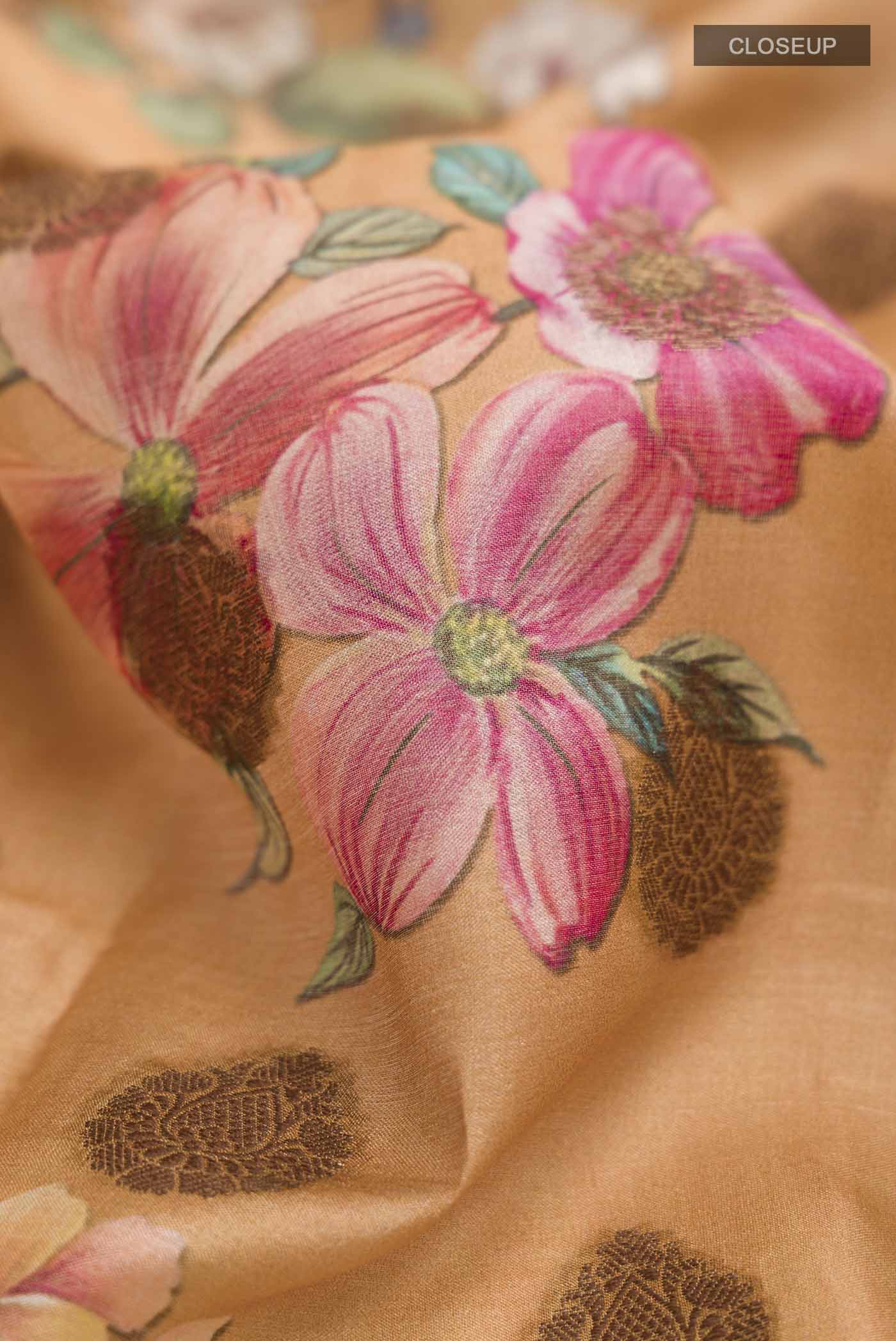 Mustard Tussar Silk Saree - Image 2