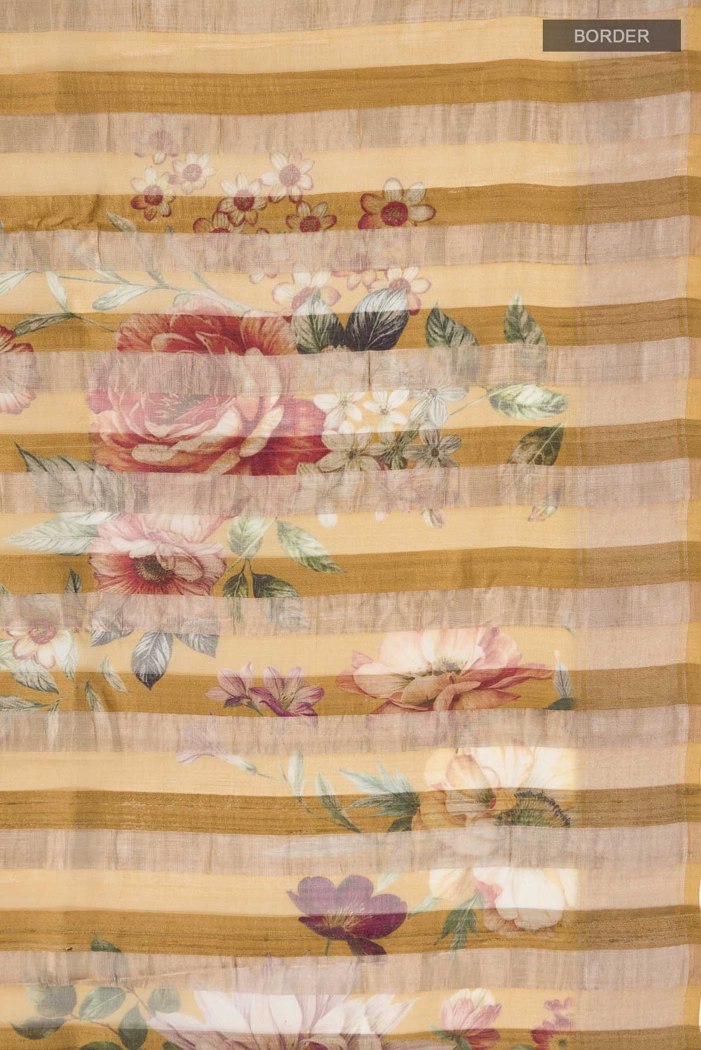 Mustard Tussar Silk Saree - Image 3