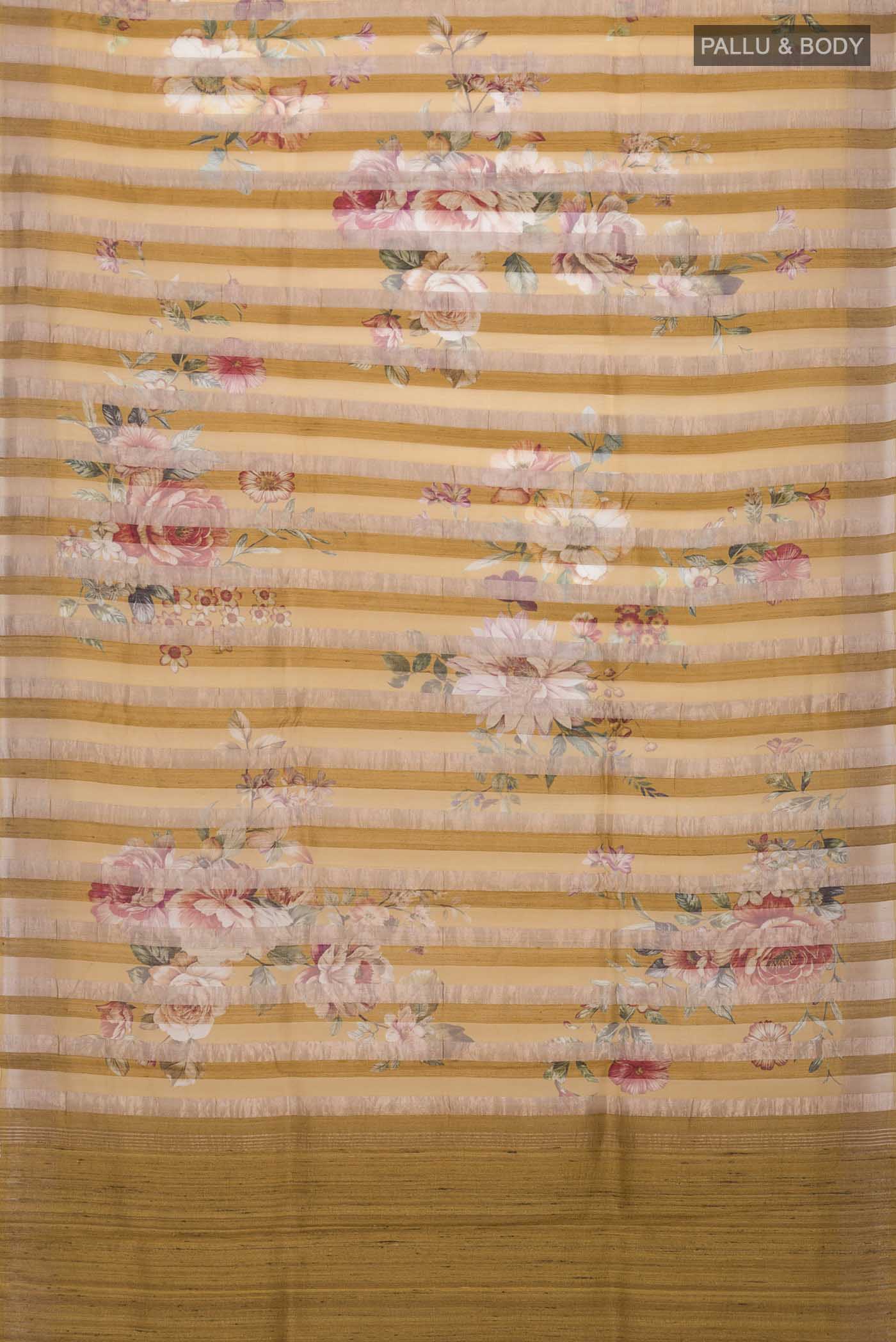 Mustard Tussar Silk Saree - Image 5
