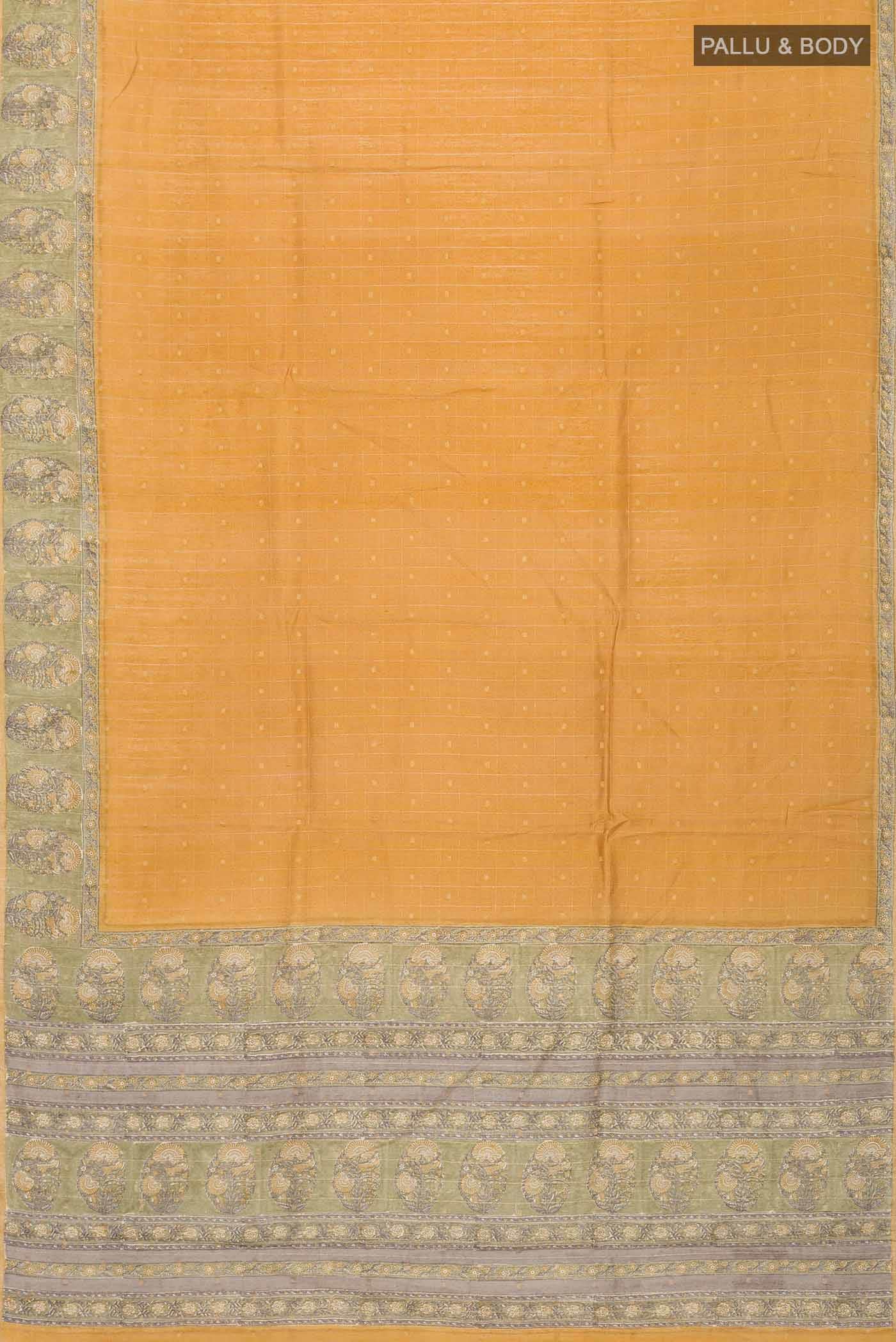 Mustard Tussar Silk Saree - Image 3