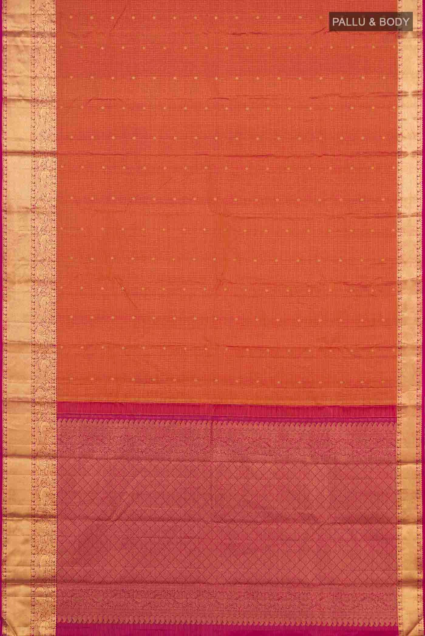 Pink with Mustard Color Kanjivaram Silk Saree - Image 5