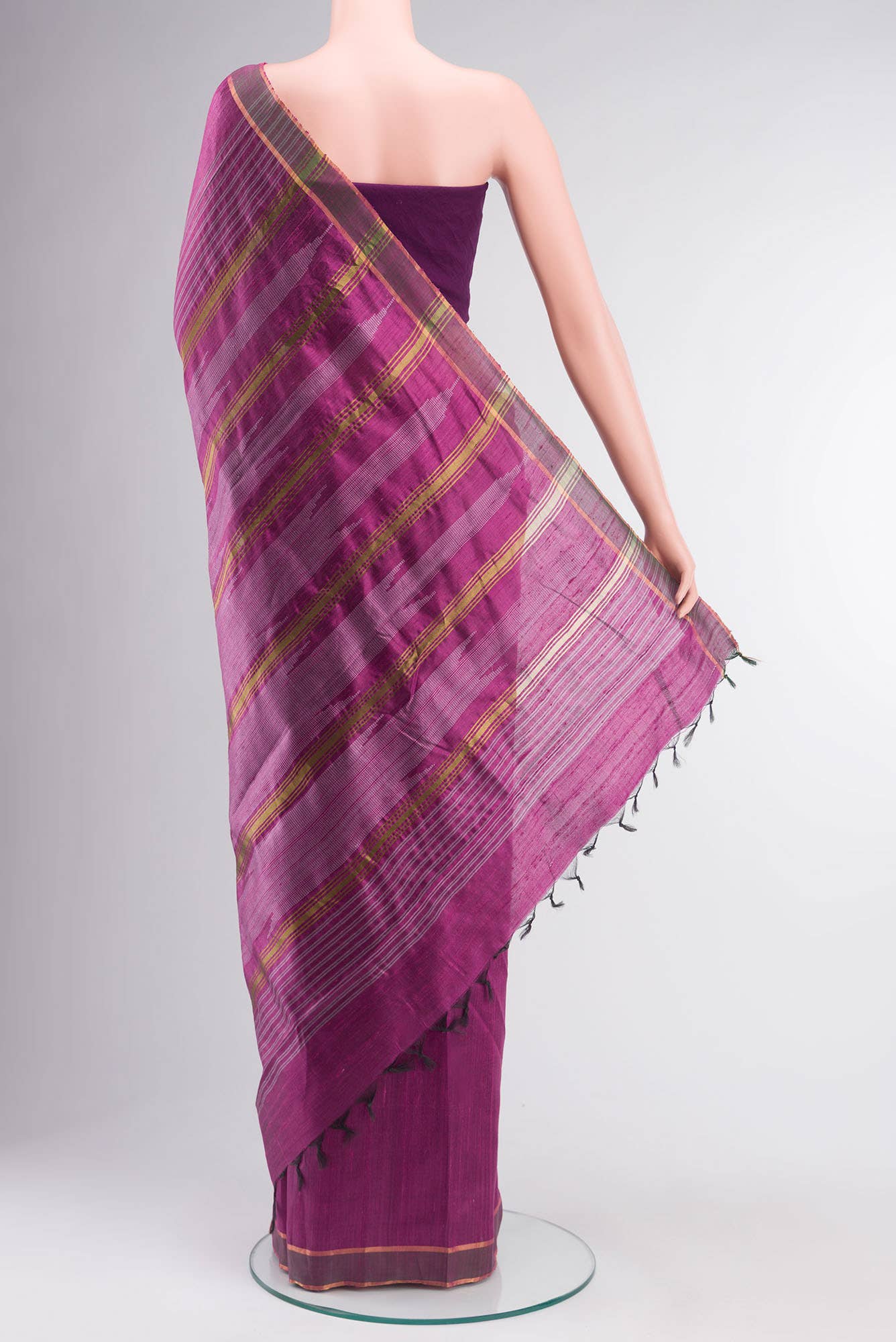 Mystic Berry-Magenta Bhagalpuri Tussar Silk Saree - Image 10