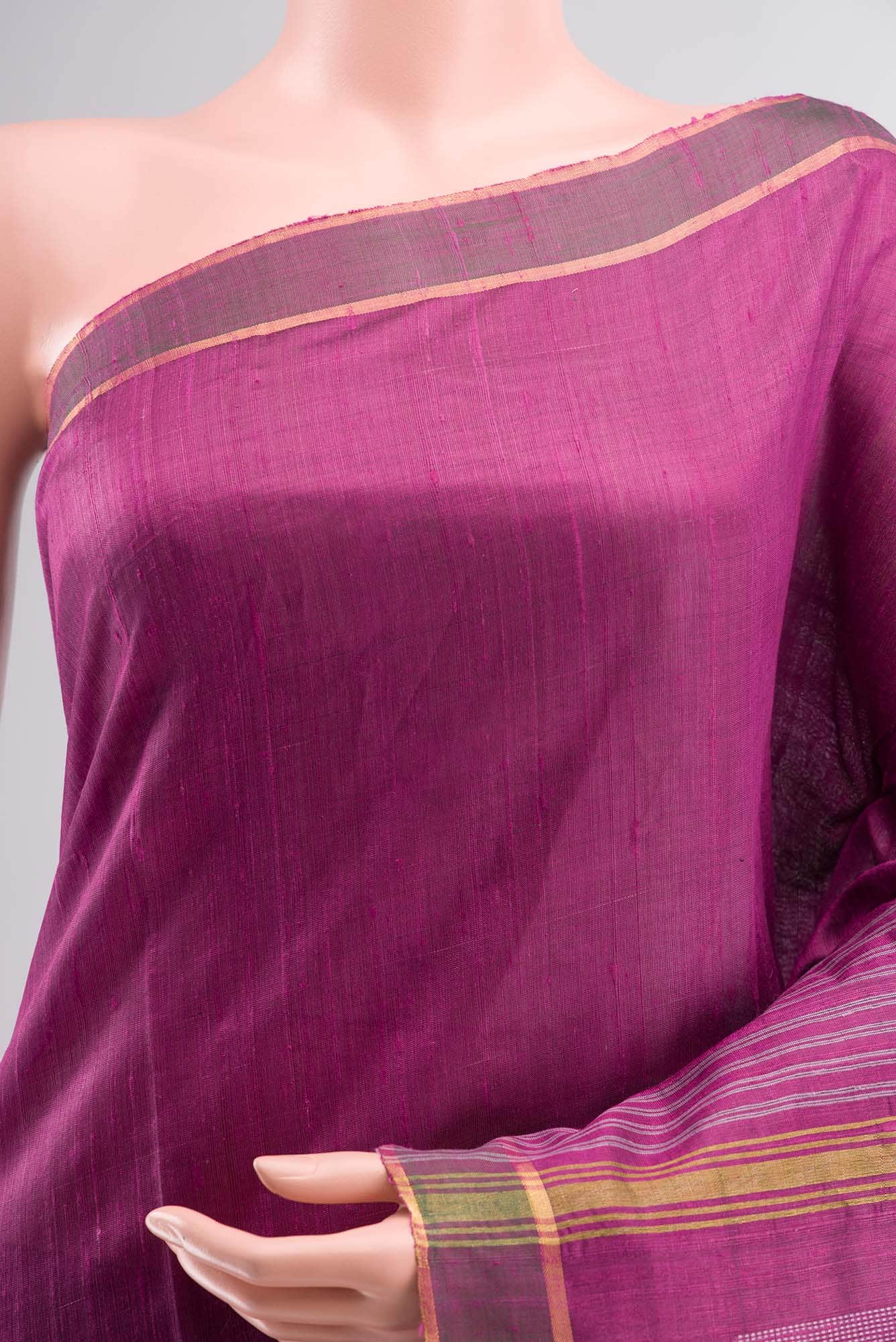 Mystic Berry-Magenta Bhagalpuri Tussar Silk Saree - Image 2