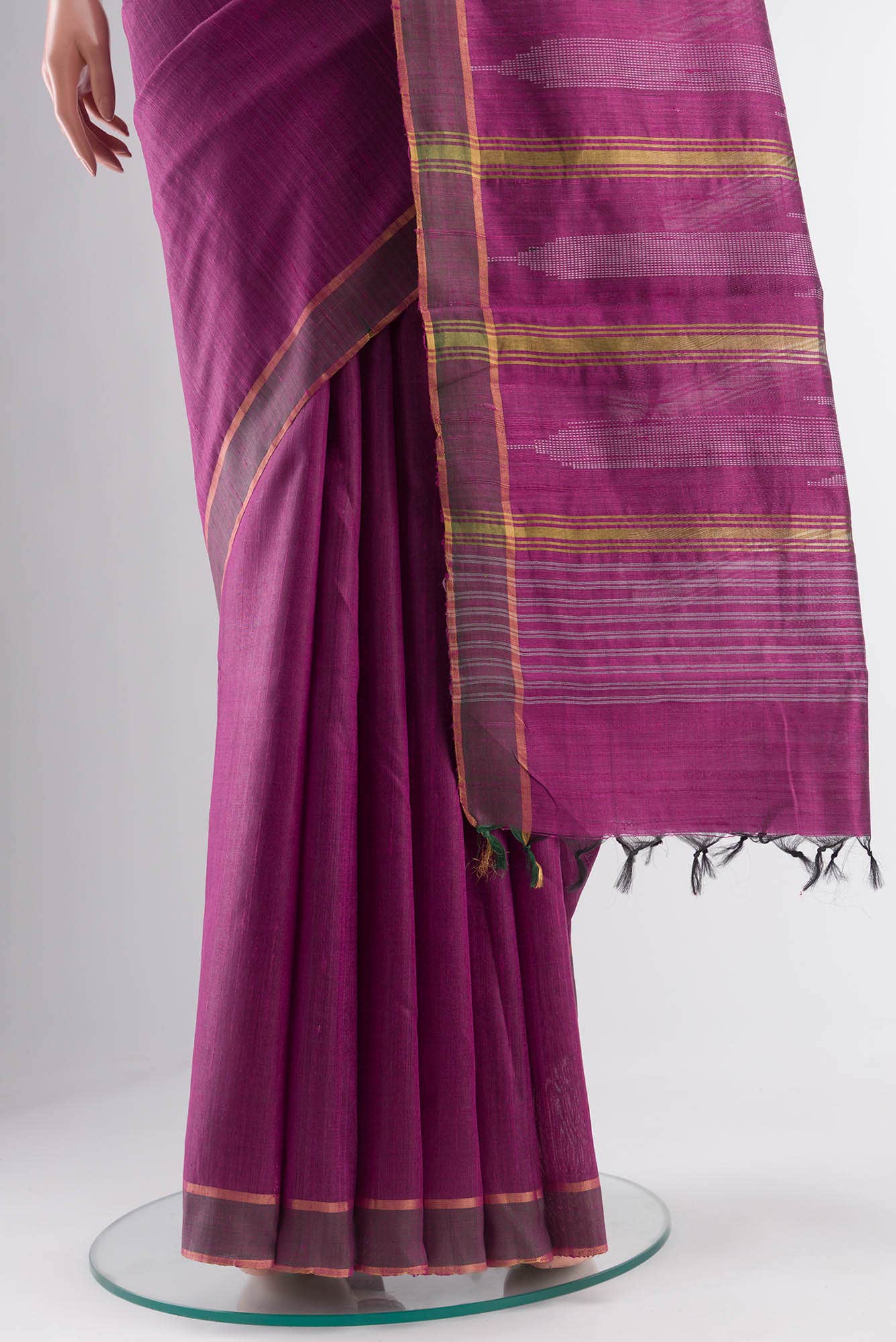 Mystic Berry-Magenta Bhagalpuri Tussar Silk Saree - Image 9