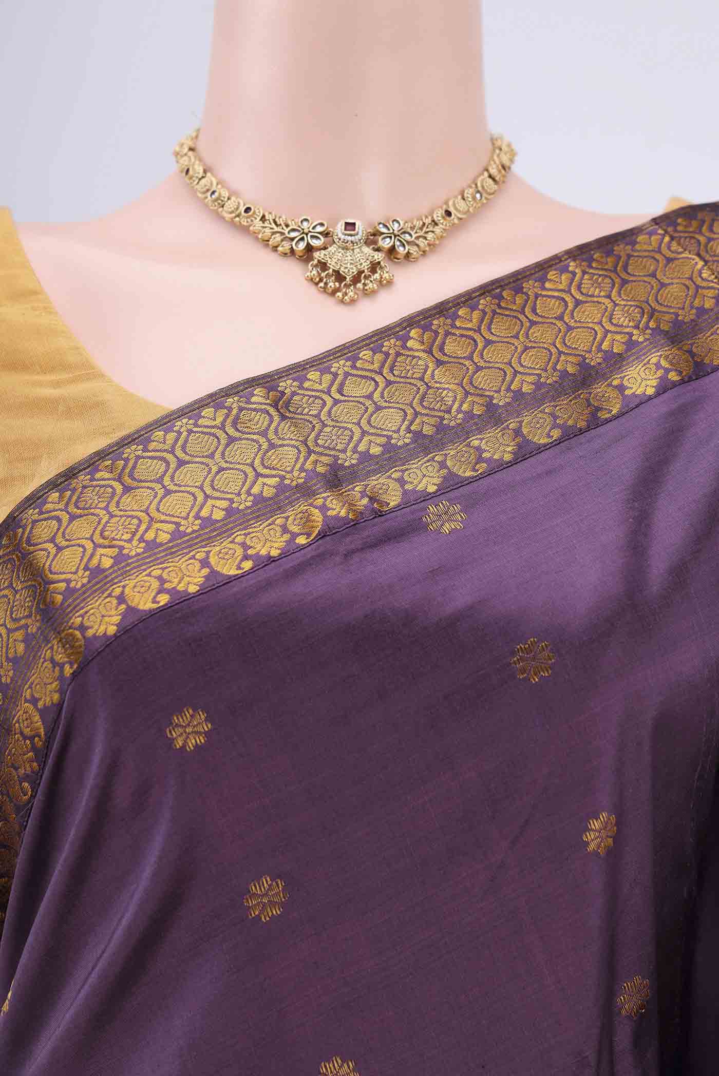 Purple Assam Silk Saree - Image 2