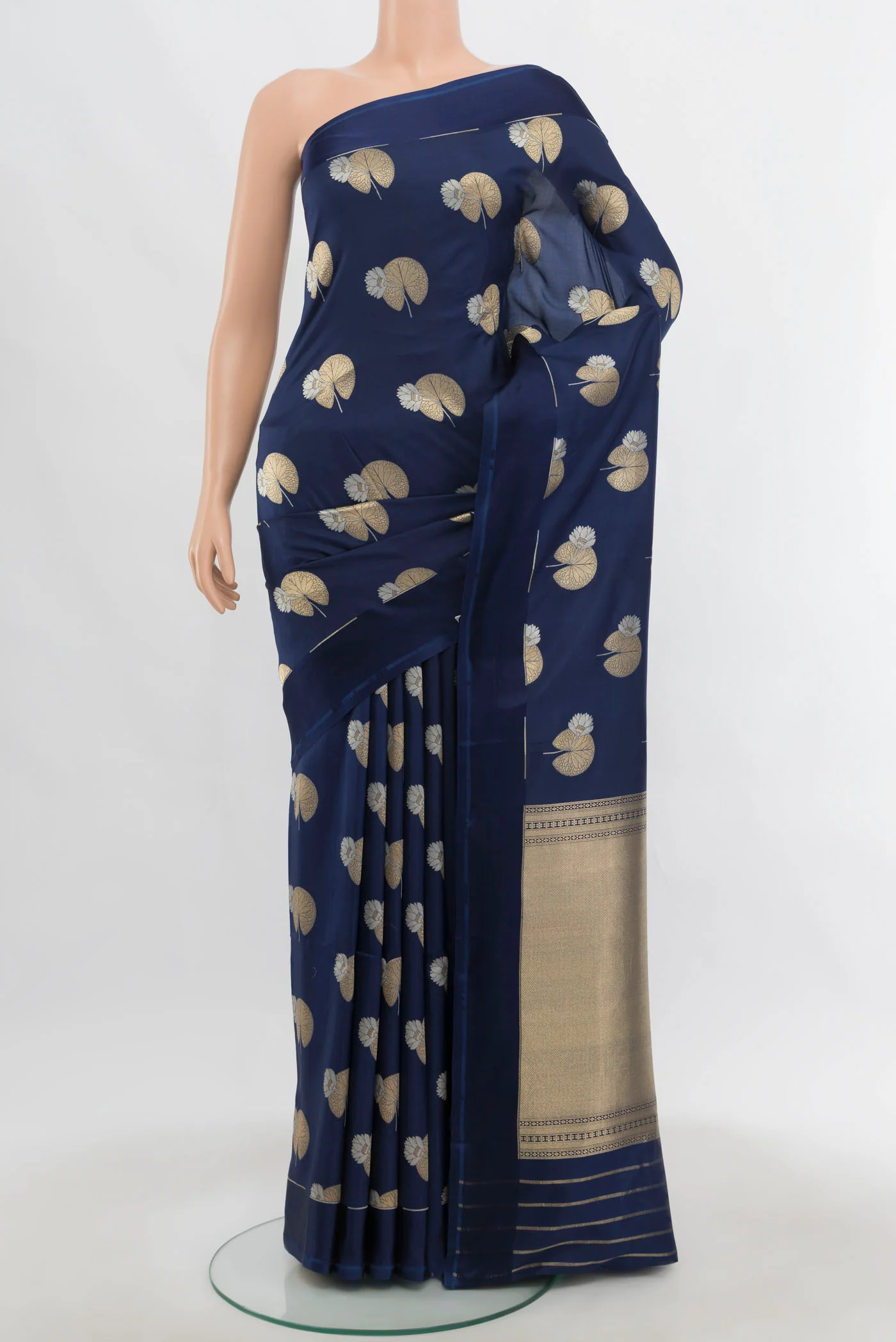 Navy Blue Banarasi Silk Saree