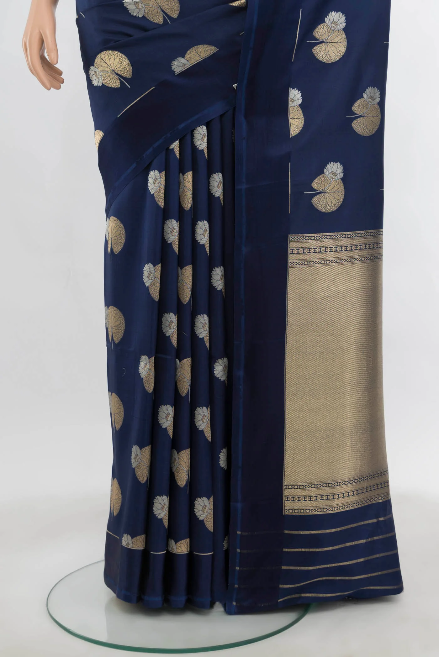 Navy Blue Banarasi Silk Saree - Image 3