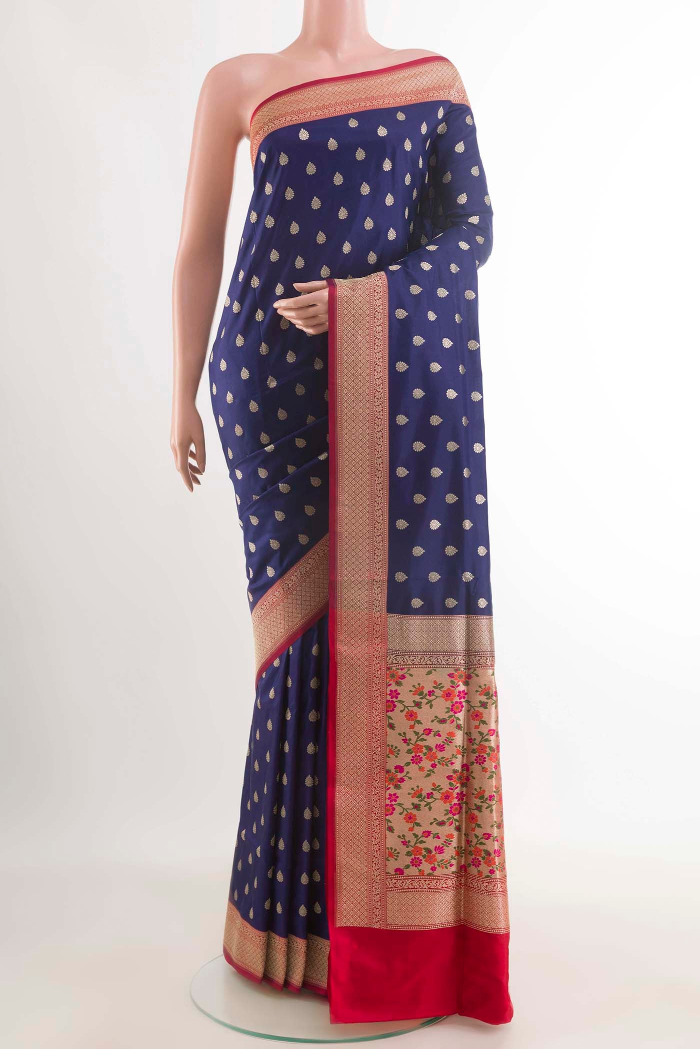 Navy Blue Banarasi Silk Saree