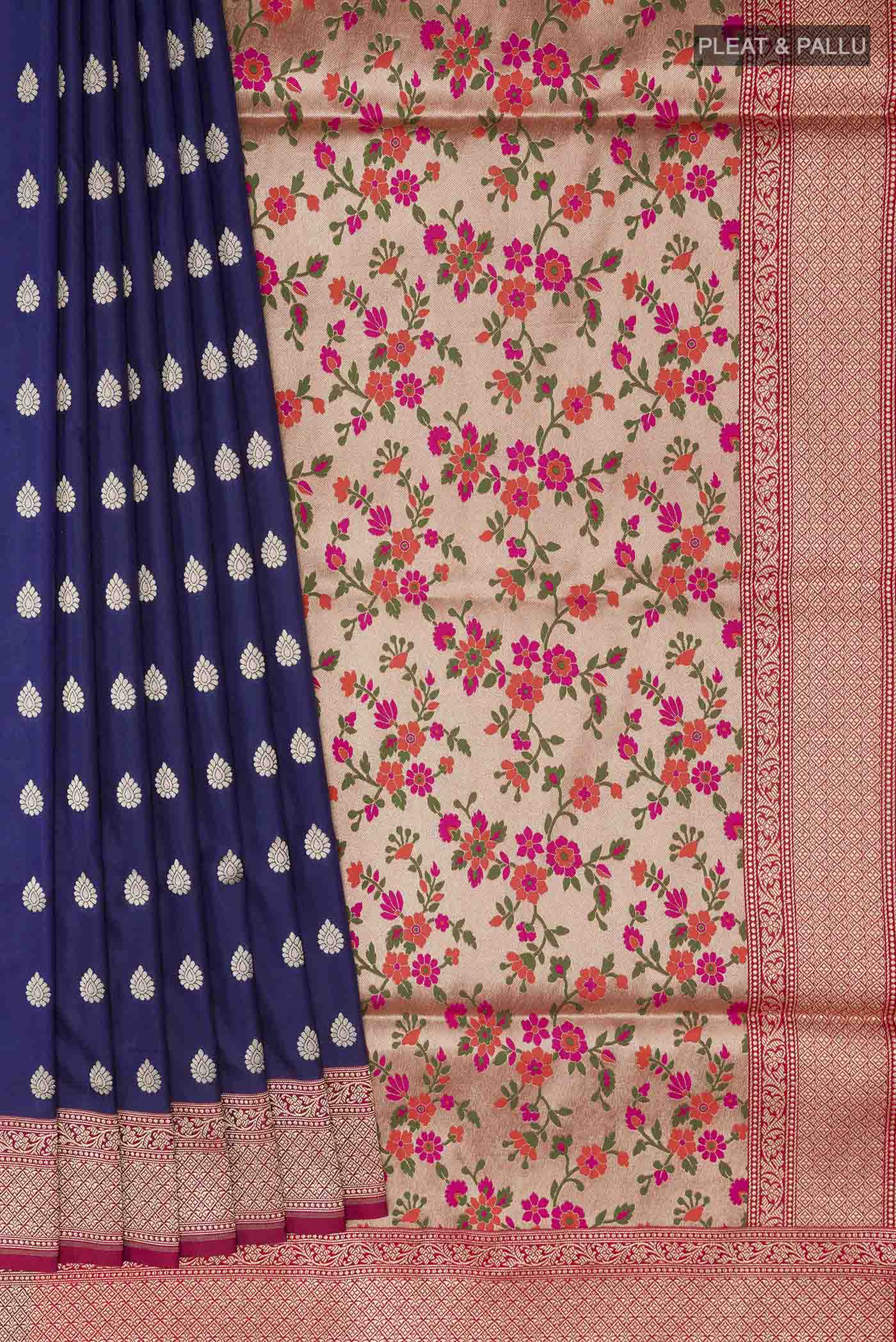 Navy Blue Banarasi Silk Saree - Image 4