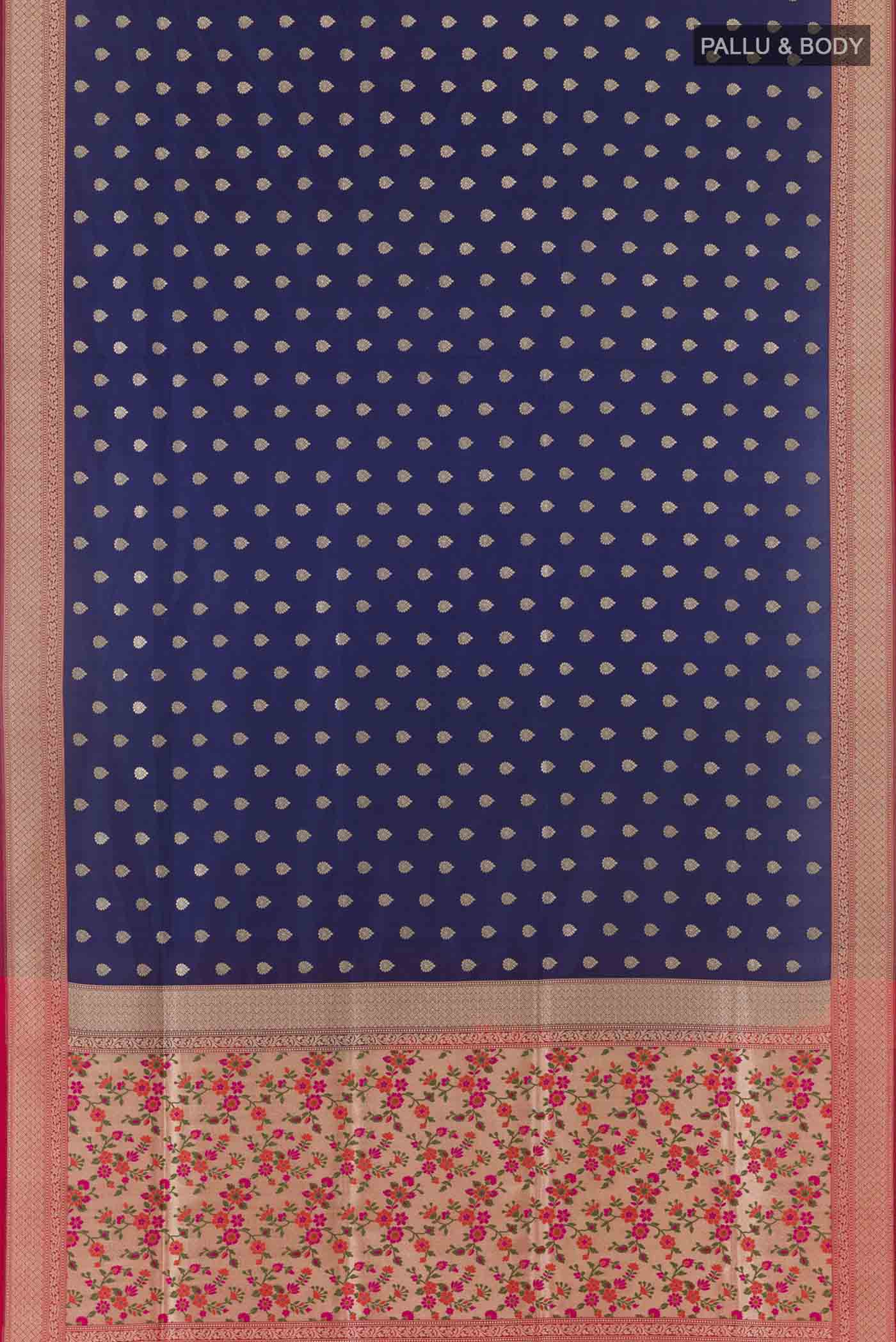 Navy Blue Banarasi Silk Saree - Image 6