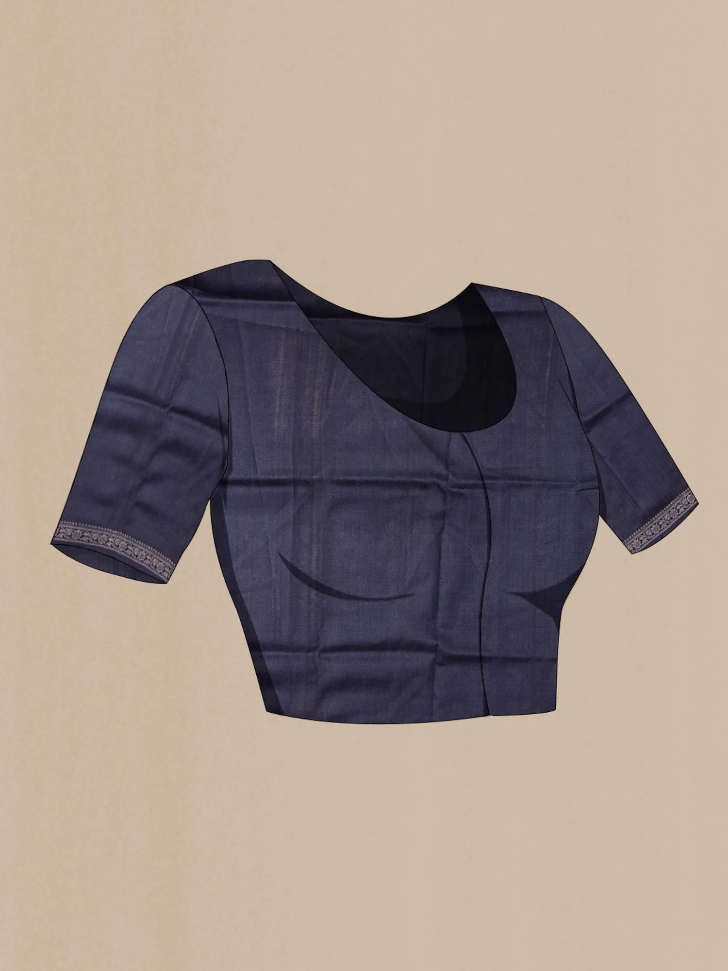 Navy Blue Bhagalpuri Tussar Silk Saree - Image 6