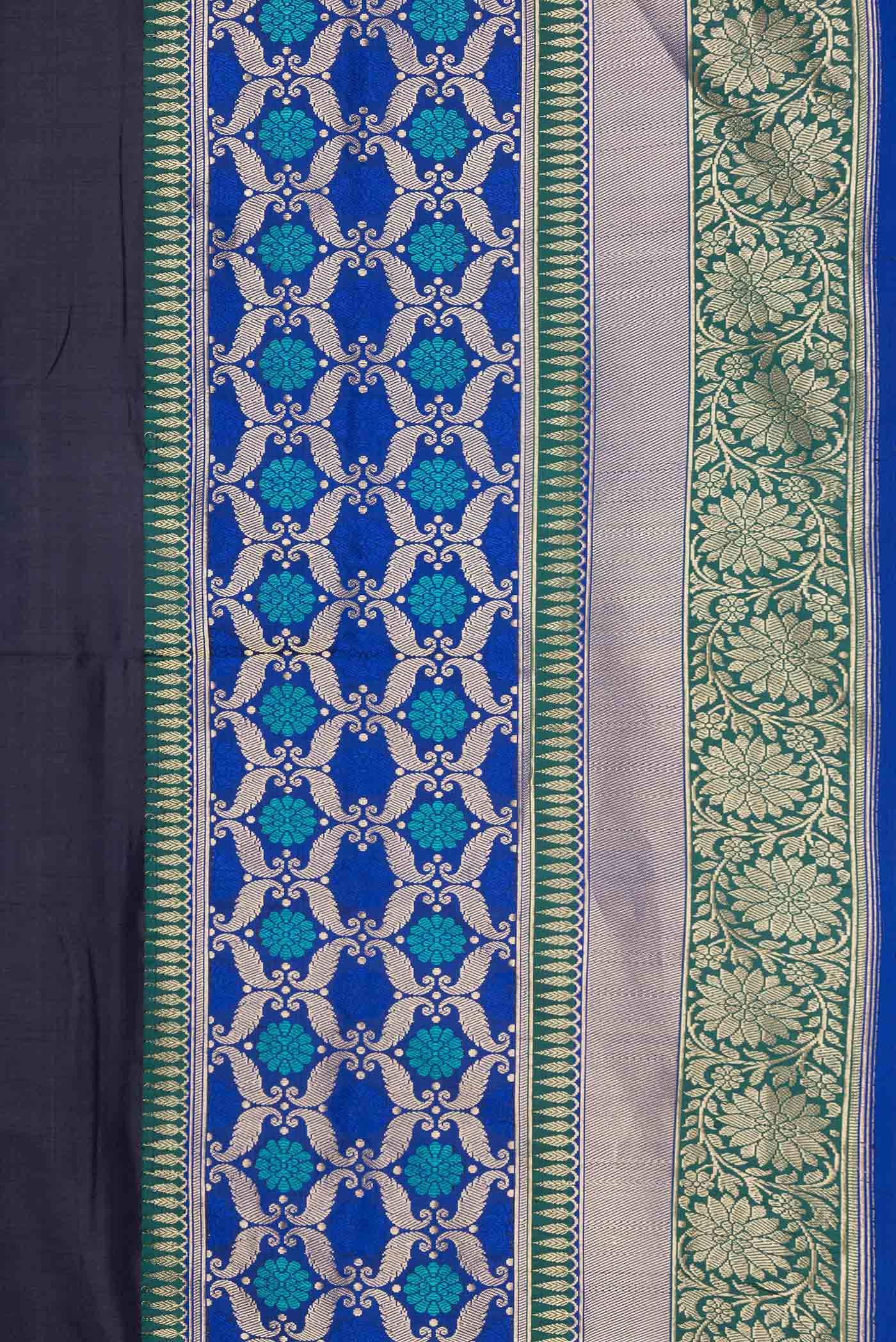 Navy Blue Dual Tone Banarasi Saree - Image 3