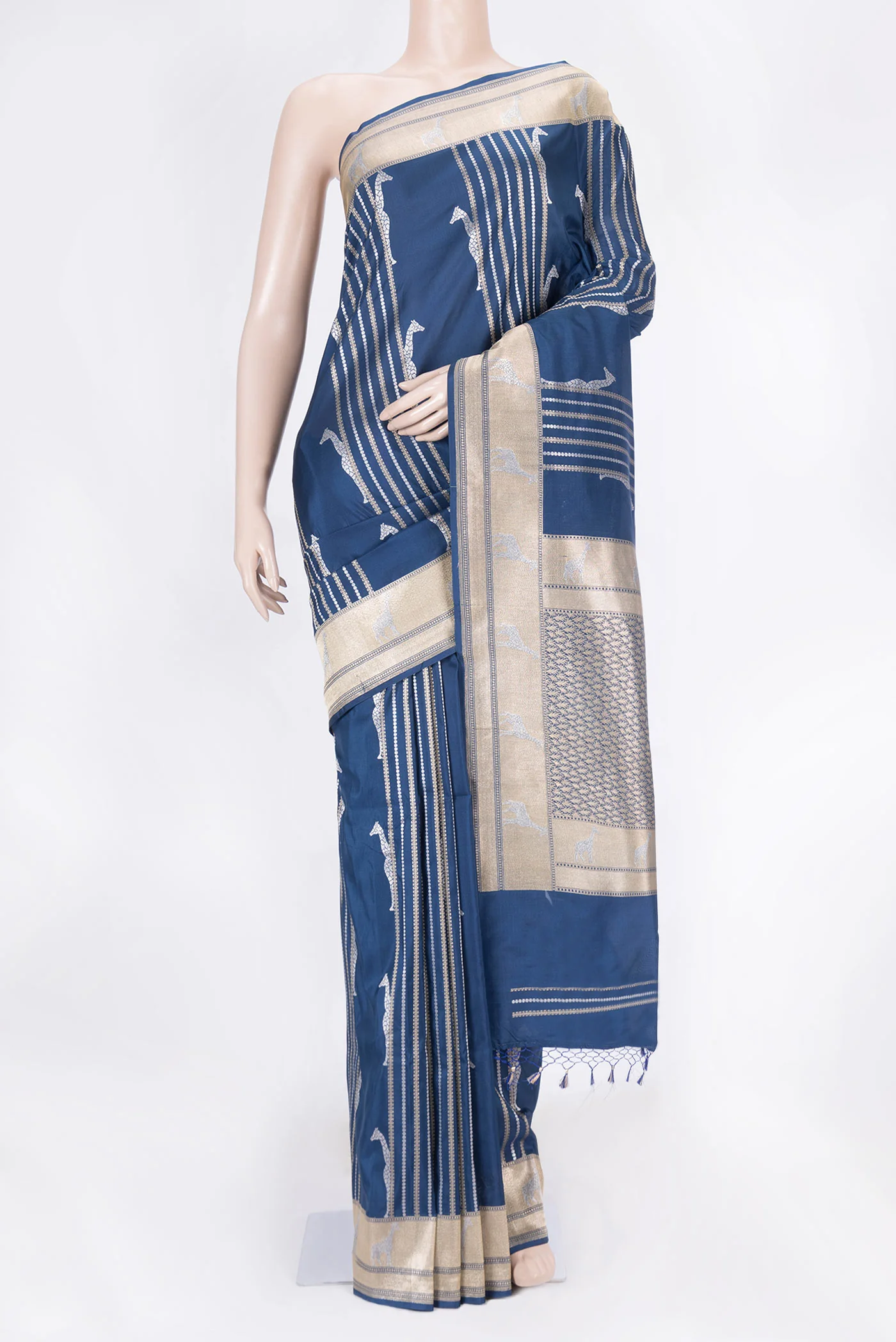 Navy Blue Dual Tone Banarasi Saree