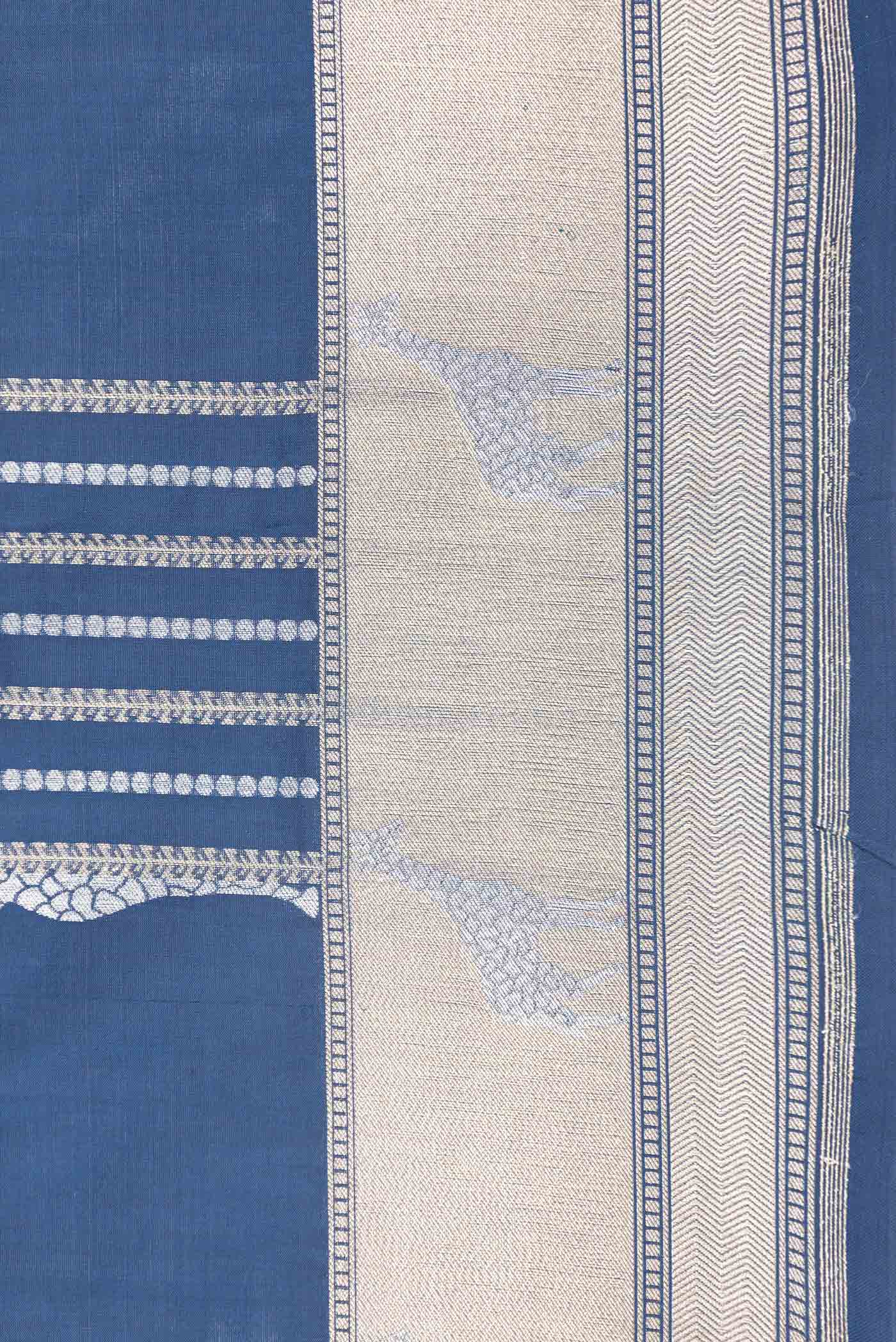 Navy Blue Dual Tone Banarasi Saree - Image 3