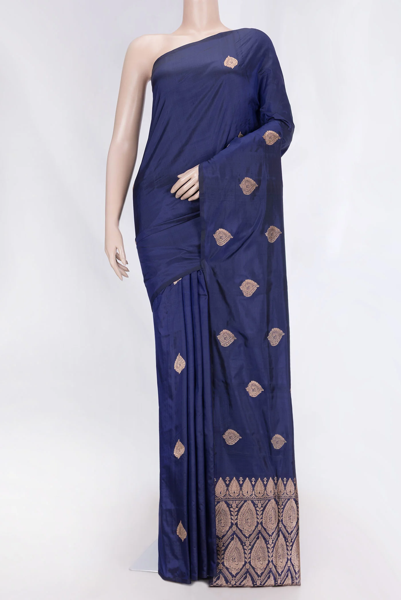 Navy Blue Dual Tone Banarasi Silk Saree