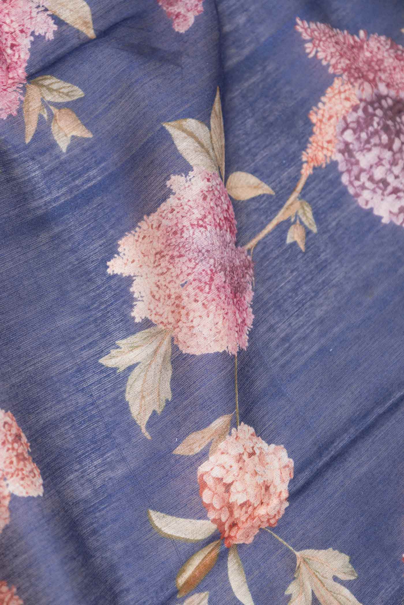 Navy Blue Dual Tone Chanderi Silk Saree - Image 2