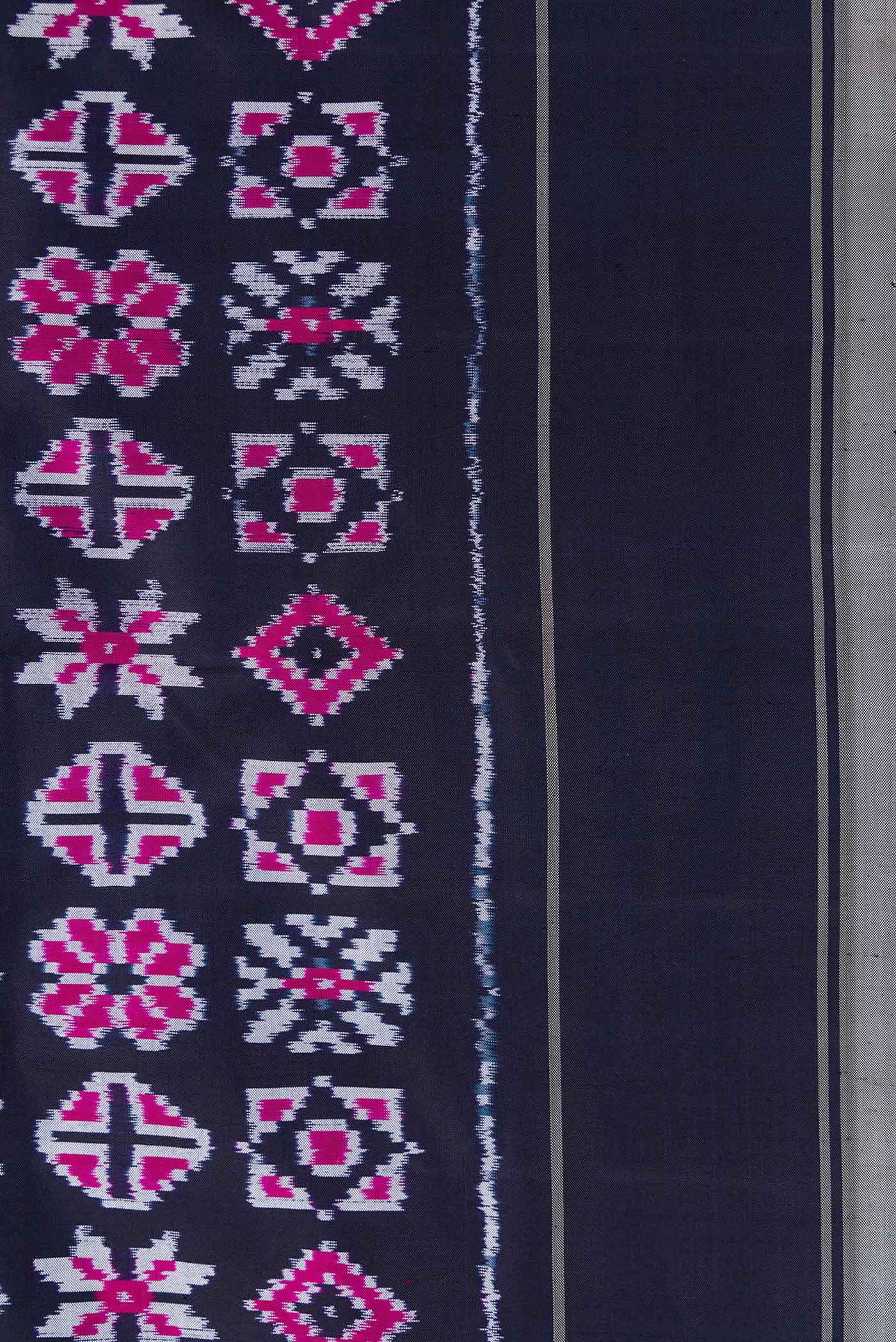 Navy Blue Dual Tone Double Ikat Saree - Image 3