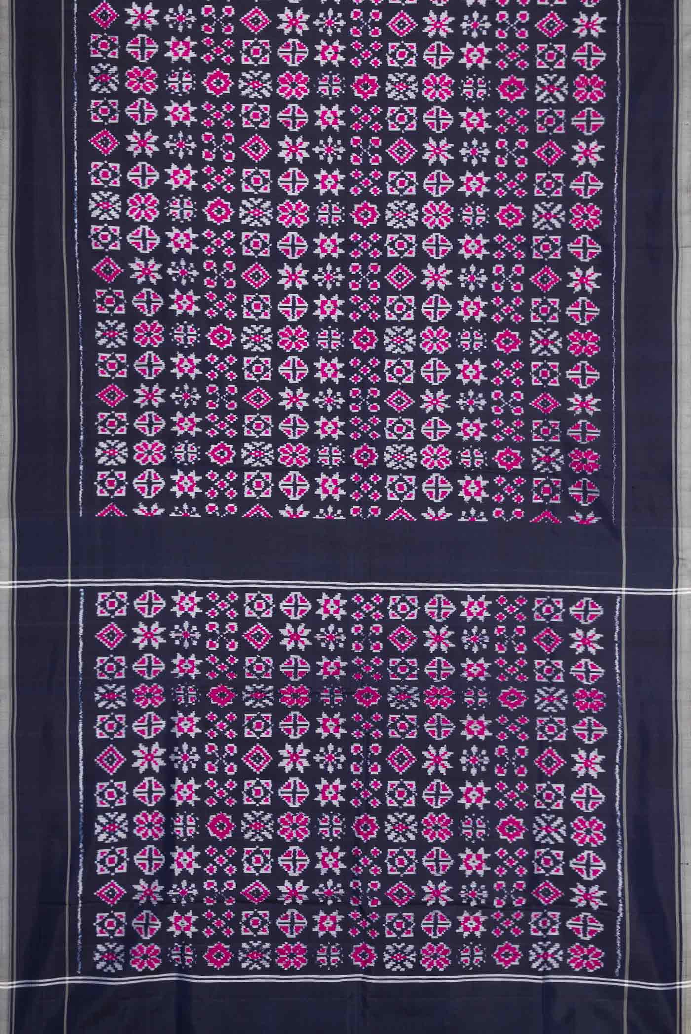 Navy Blue Dual Tone Double Ikat Saree - Image 6