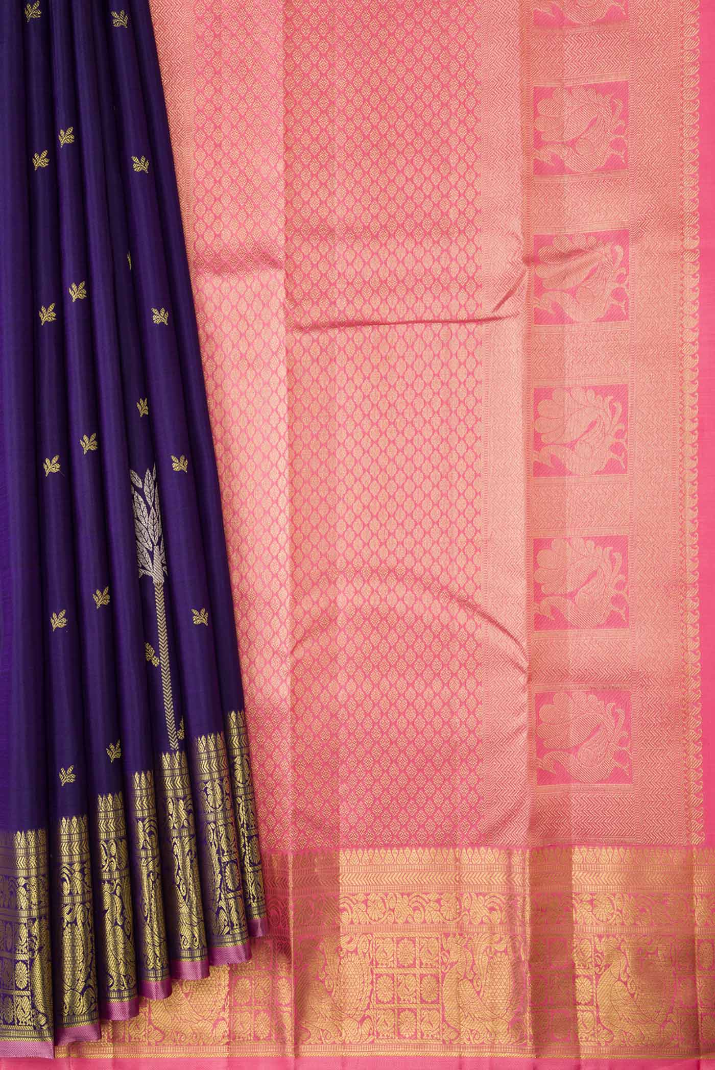 Navy Blue Dual Tone Kanjivaram Saree - Image 4