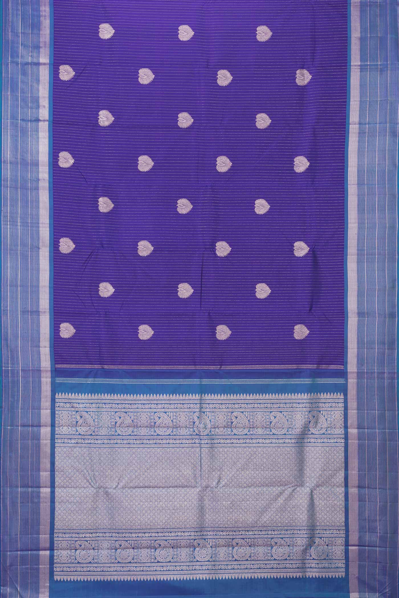 Navy Blue Dual Tone Kanjivaram Saree - Image 6
