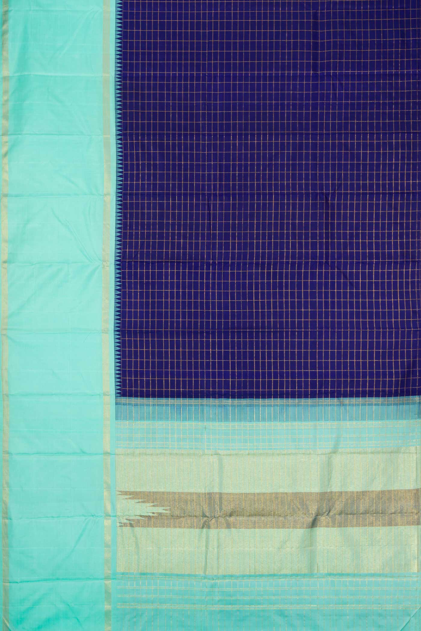 Navy Blue Dual Tone Kanjivaram Silk Saree - Image 6