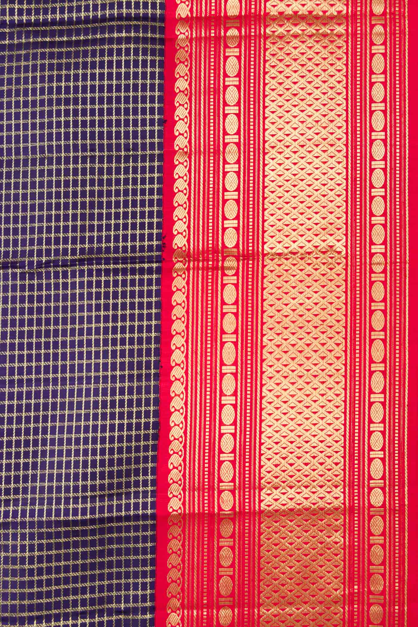 Navy Blue Dual Tone Kanjivaram Silk Saree - Image 3