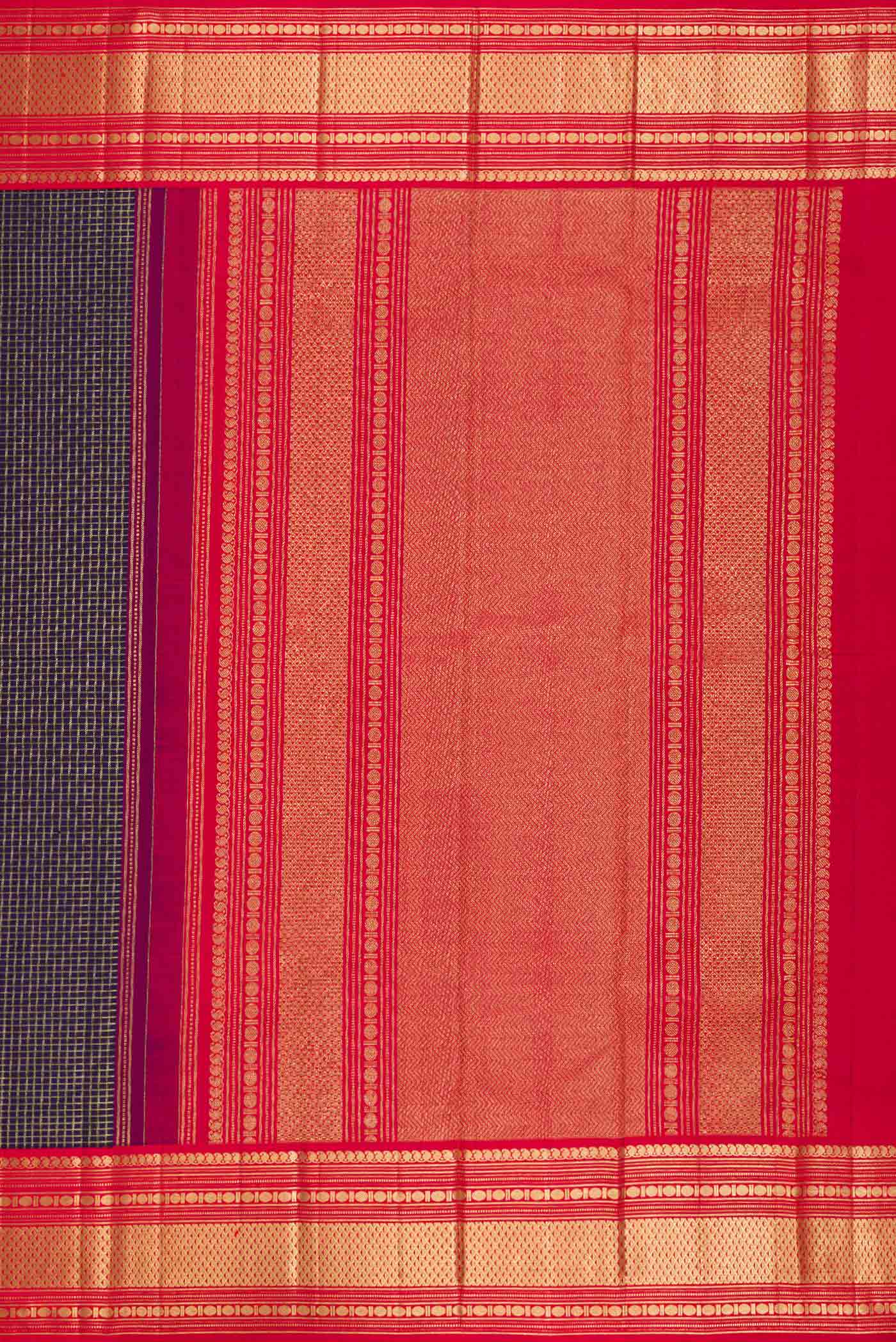 Navy Blue Dual Tone Kanjivaram Silk Saree - Image 7