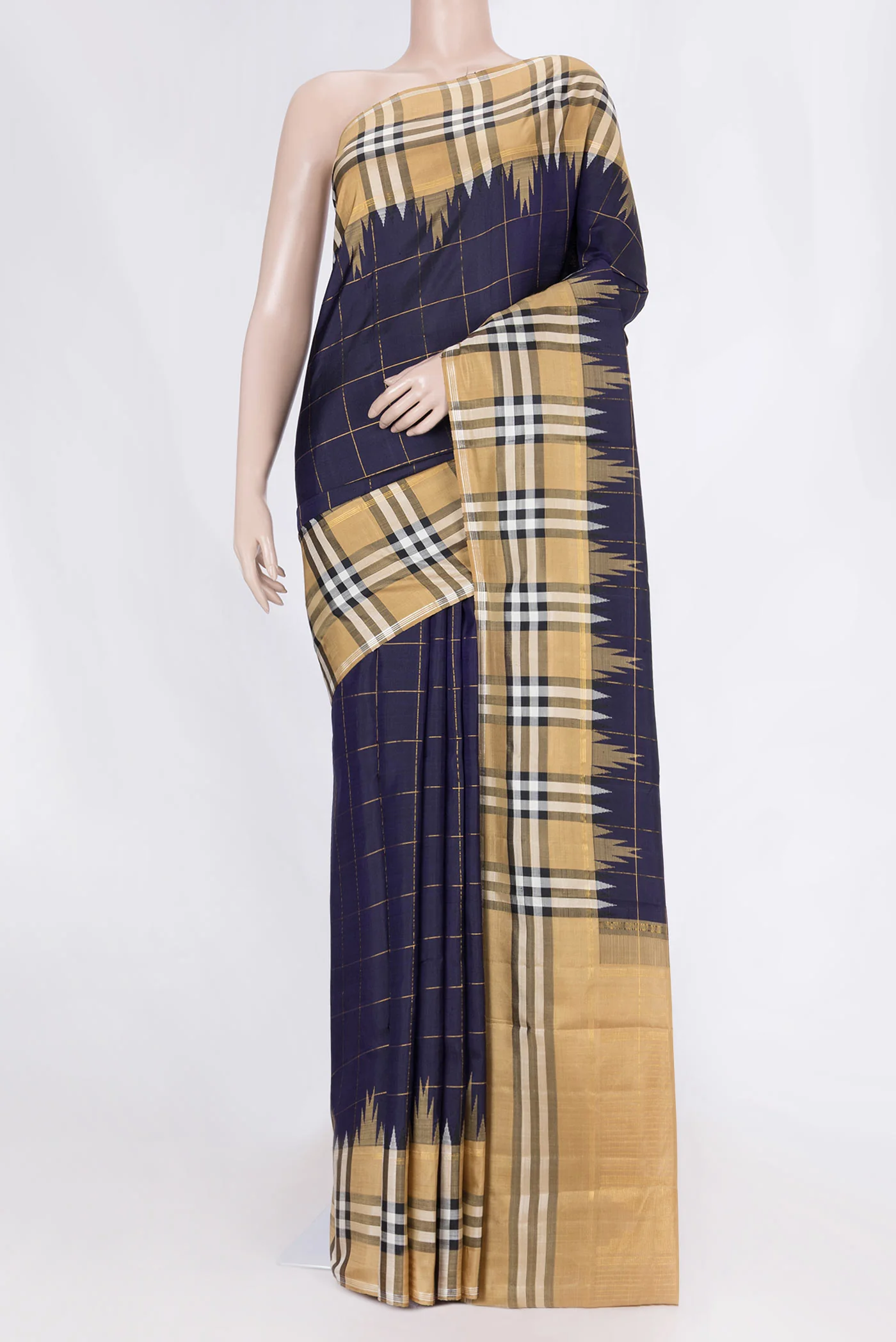 Navy Blue Dual Tone Kanchipuram Silk Saree