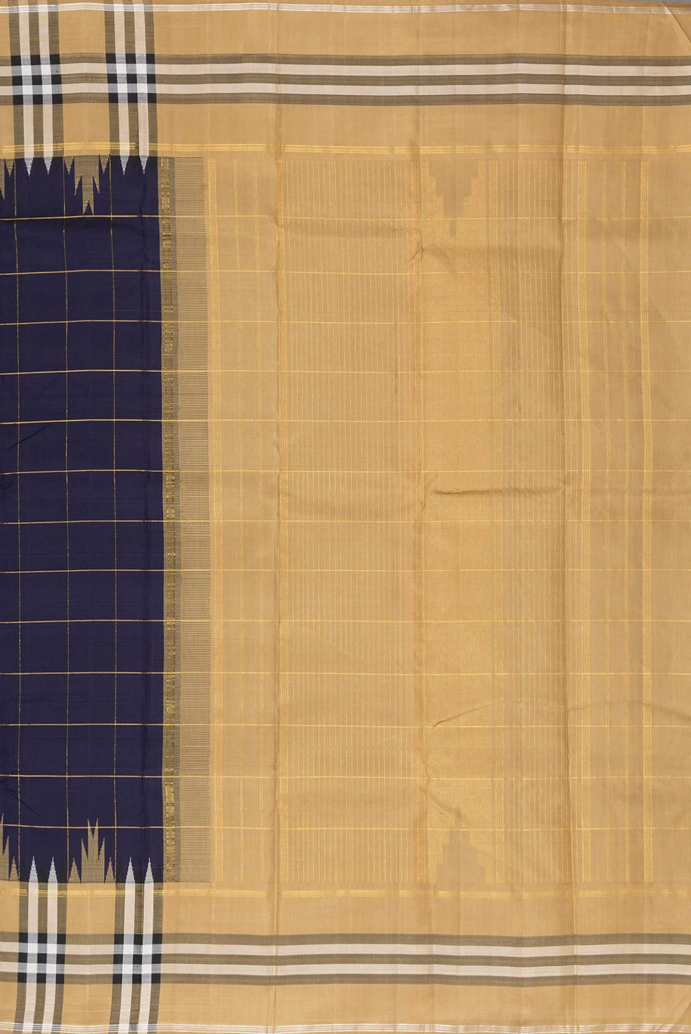 Navy Blue Dual Tone Kanchipuram Silk Saree - Image 7