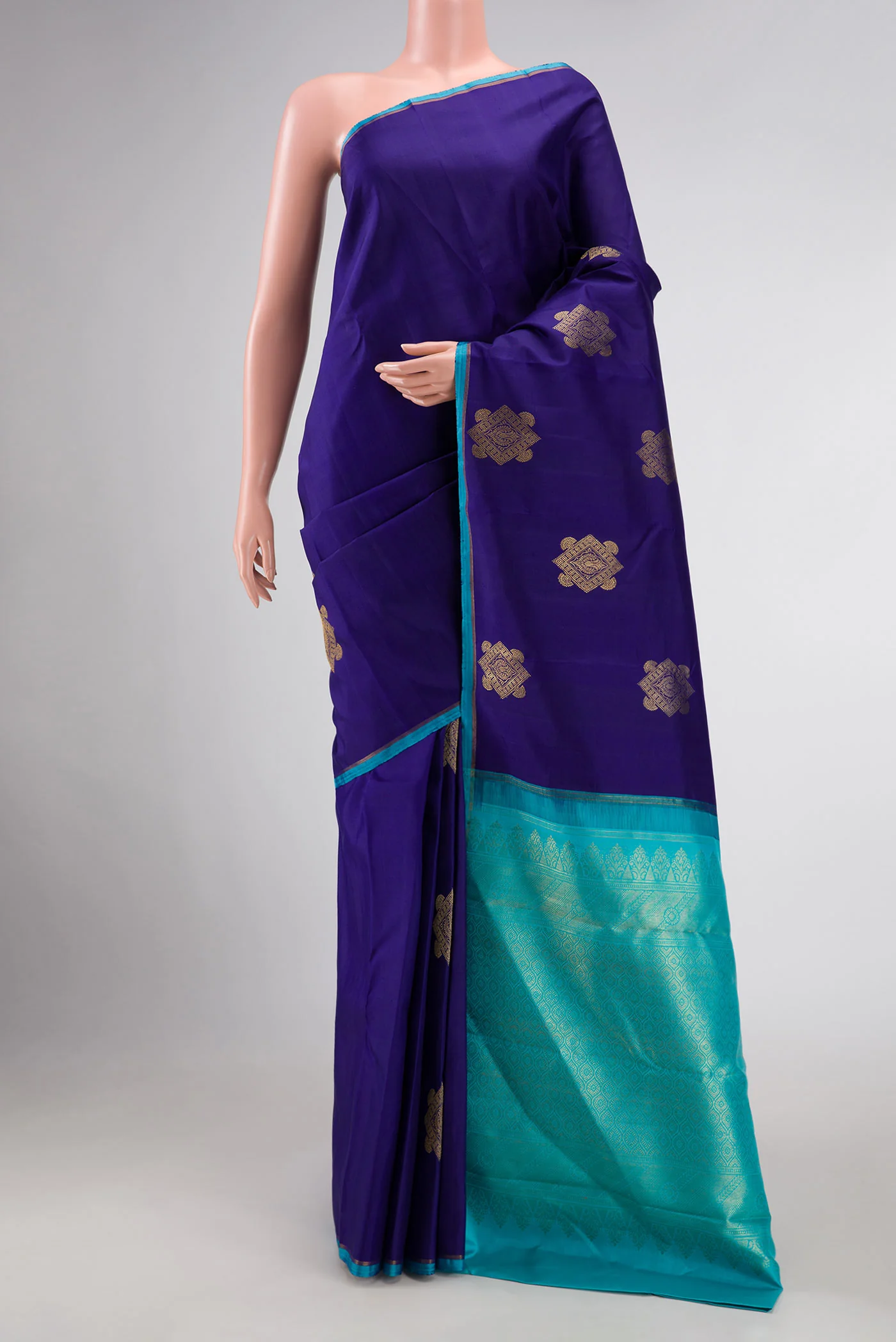 Navy Blue Dual Tone Kanchipuram Silk Saree