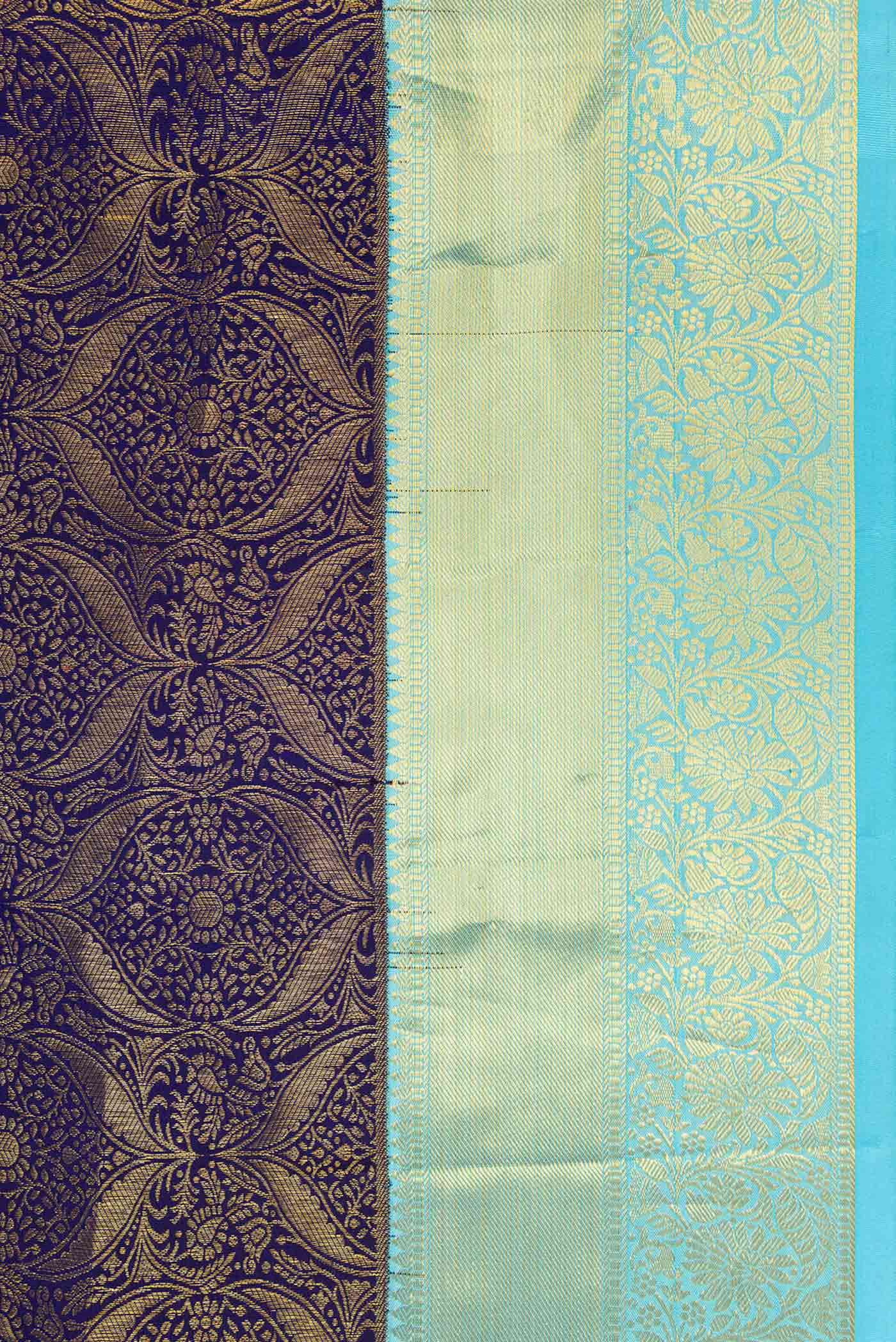 Navy Blue Kanchipuram Silk Saree - Image 3