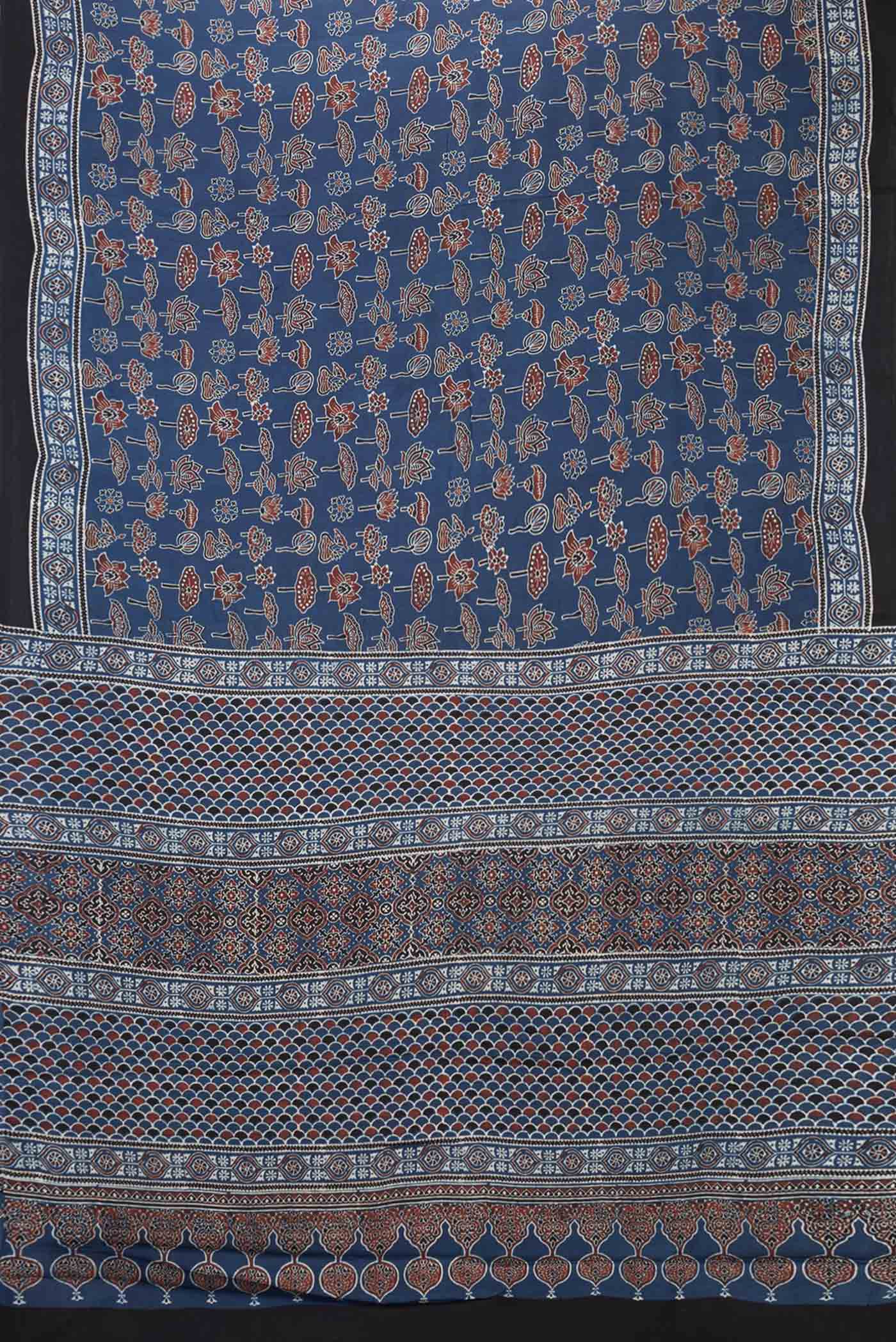 Navy Blue Dual Tone Satin Silk Saree - Image 3