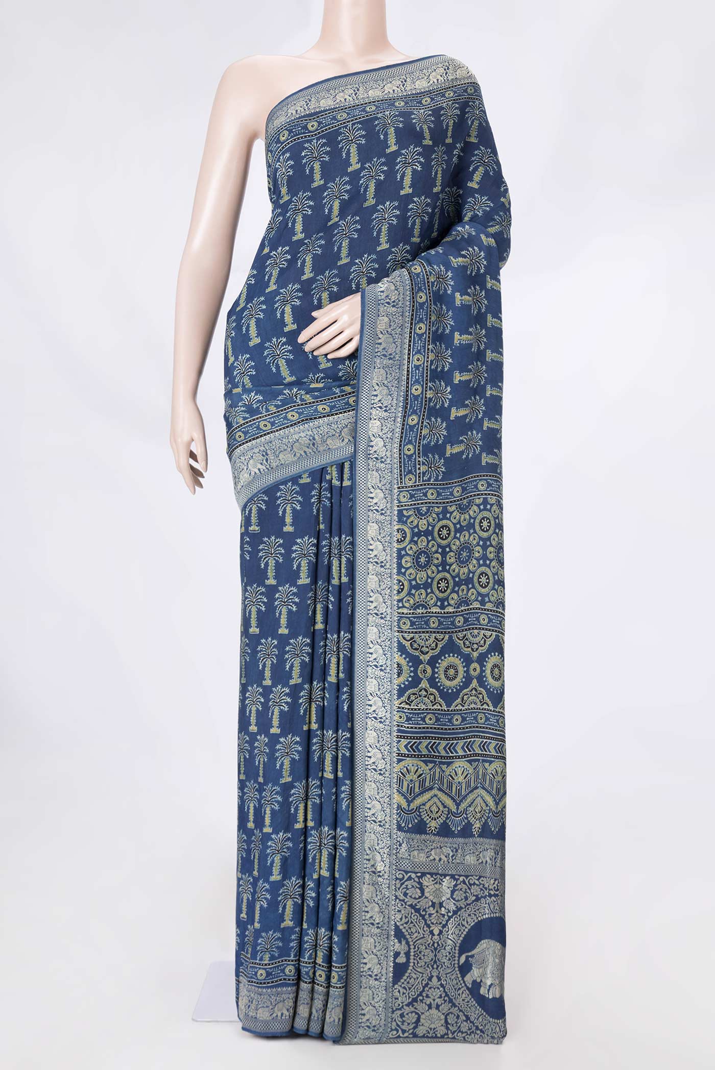 Navy Blue Dual Tone Satin Silk Saree