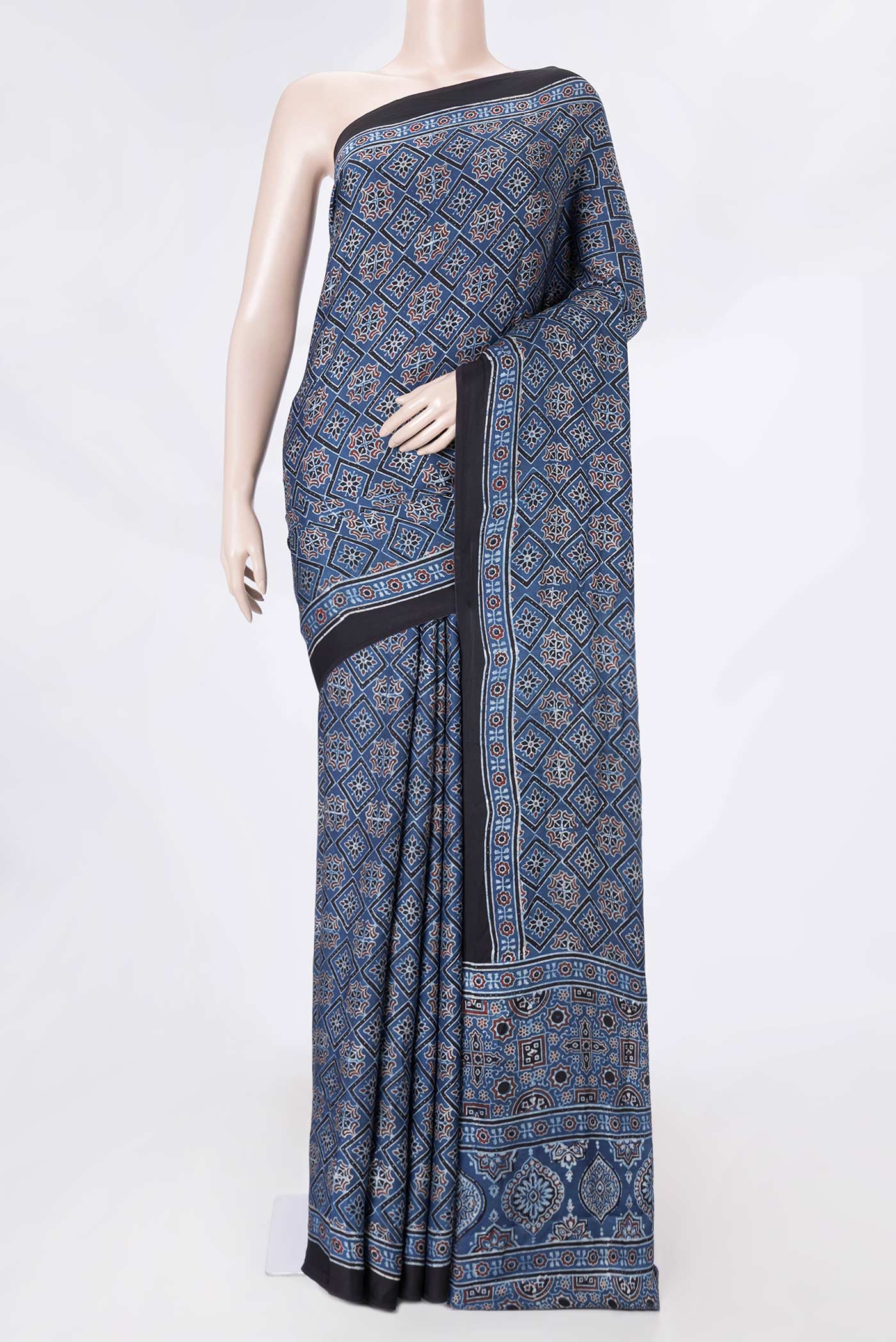 Navy Blue Dual Tone Satin Silk Saree