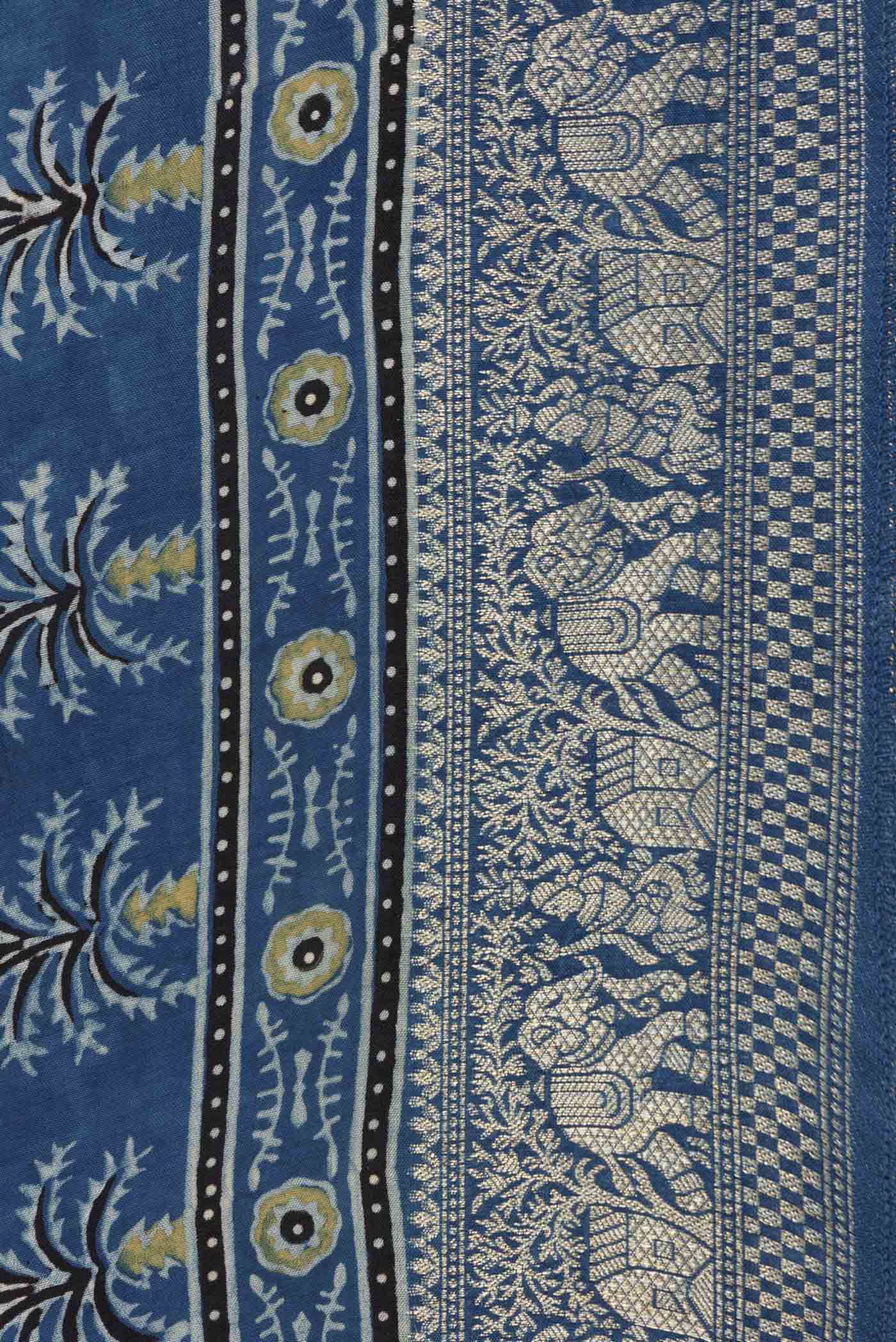 Navy Blue Dual Tone Satin Silk Saree - Image 3
