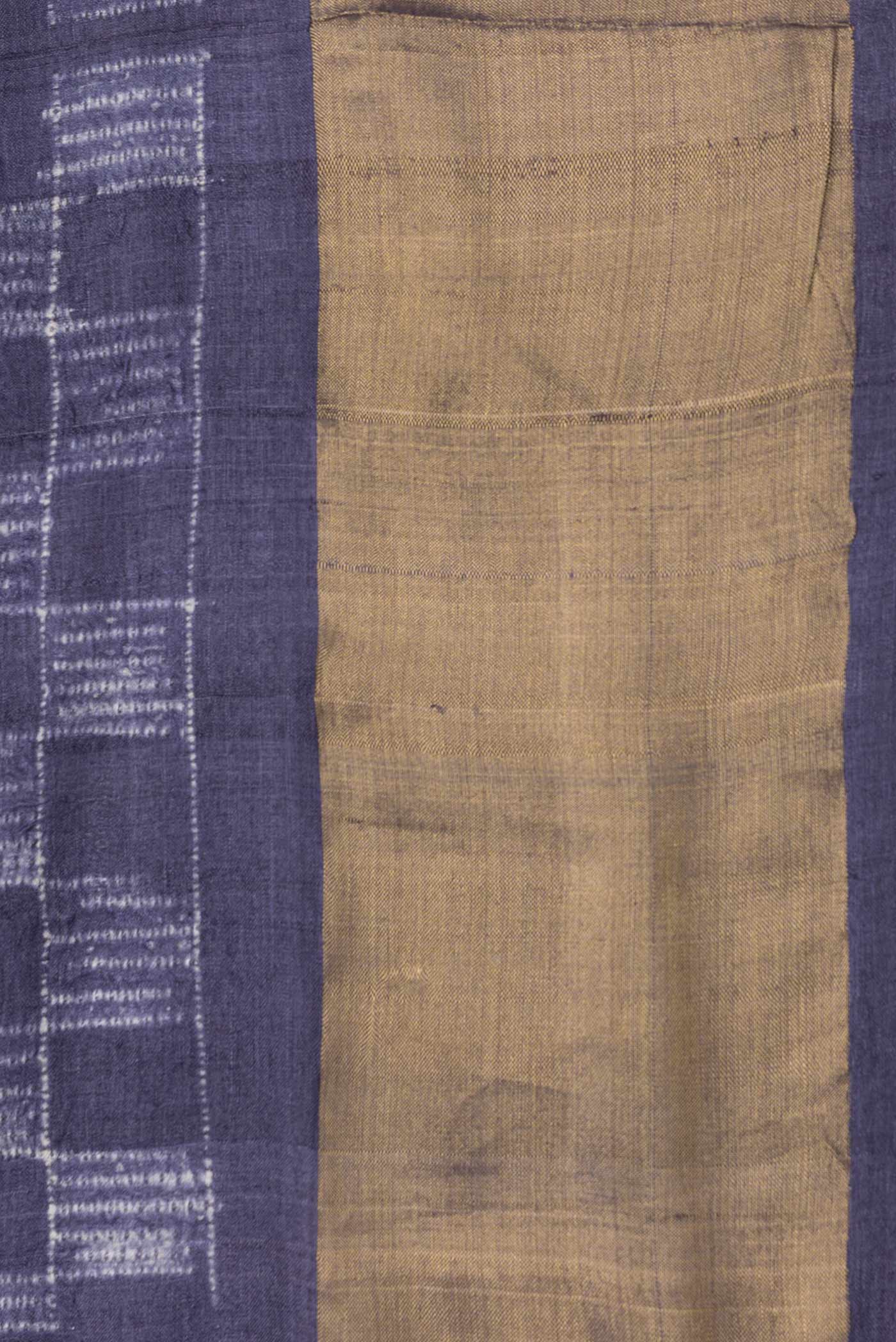 Navy Blue Tussar Saree - Image 3