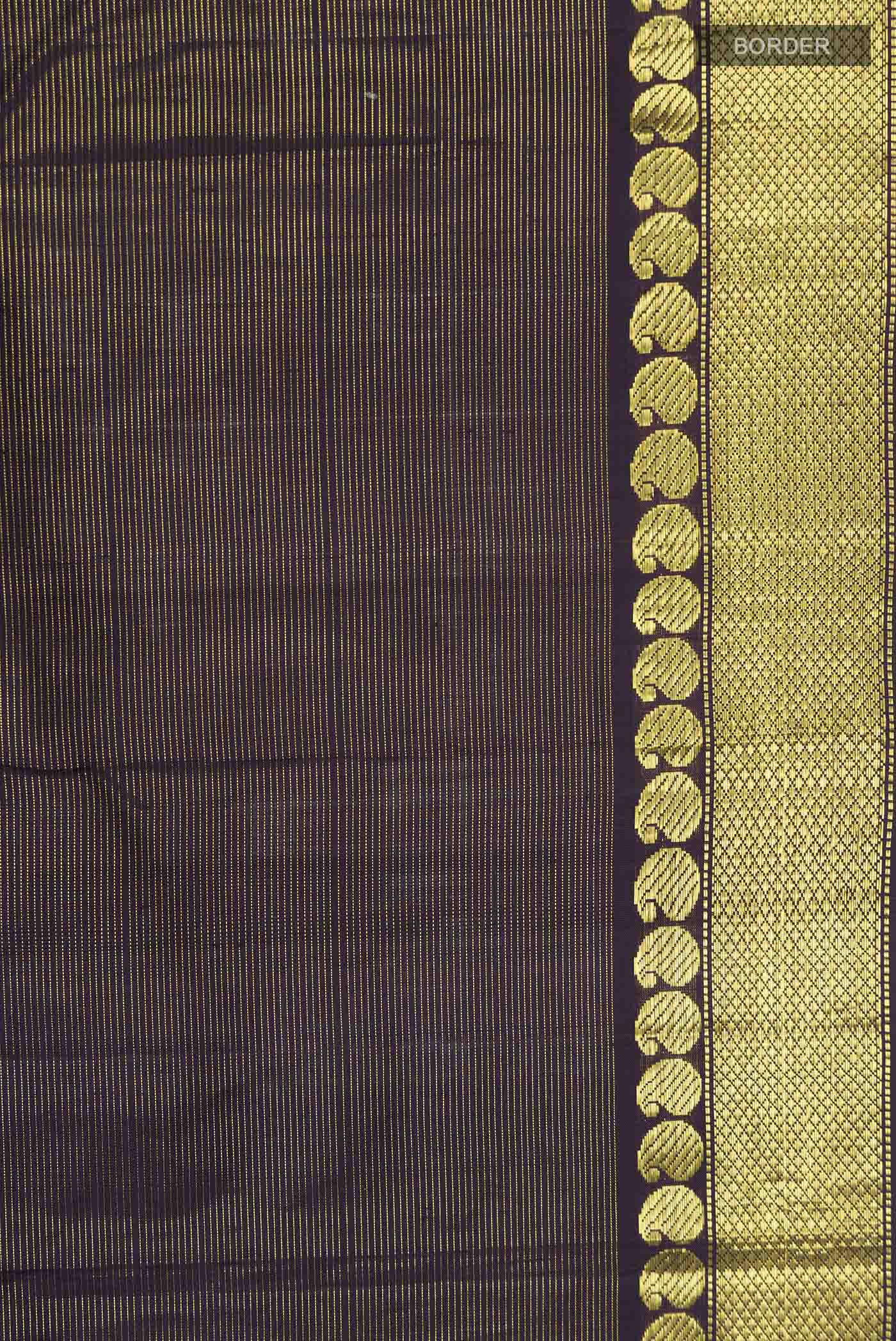 Navy Blue Kanchipuram Silk Saree - Image 3
