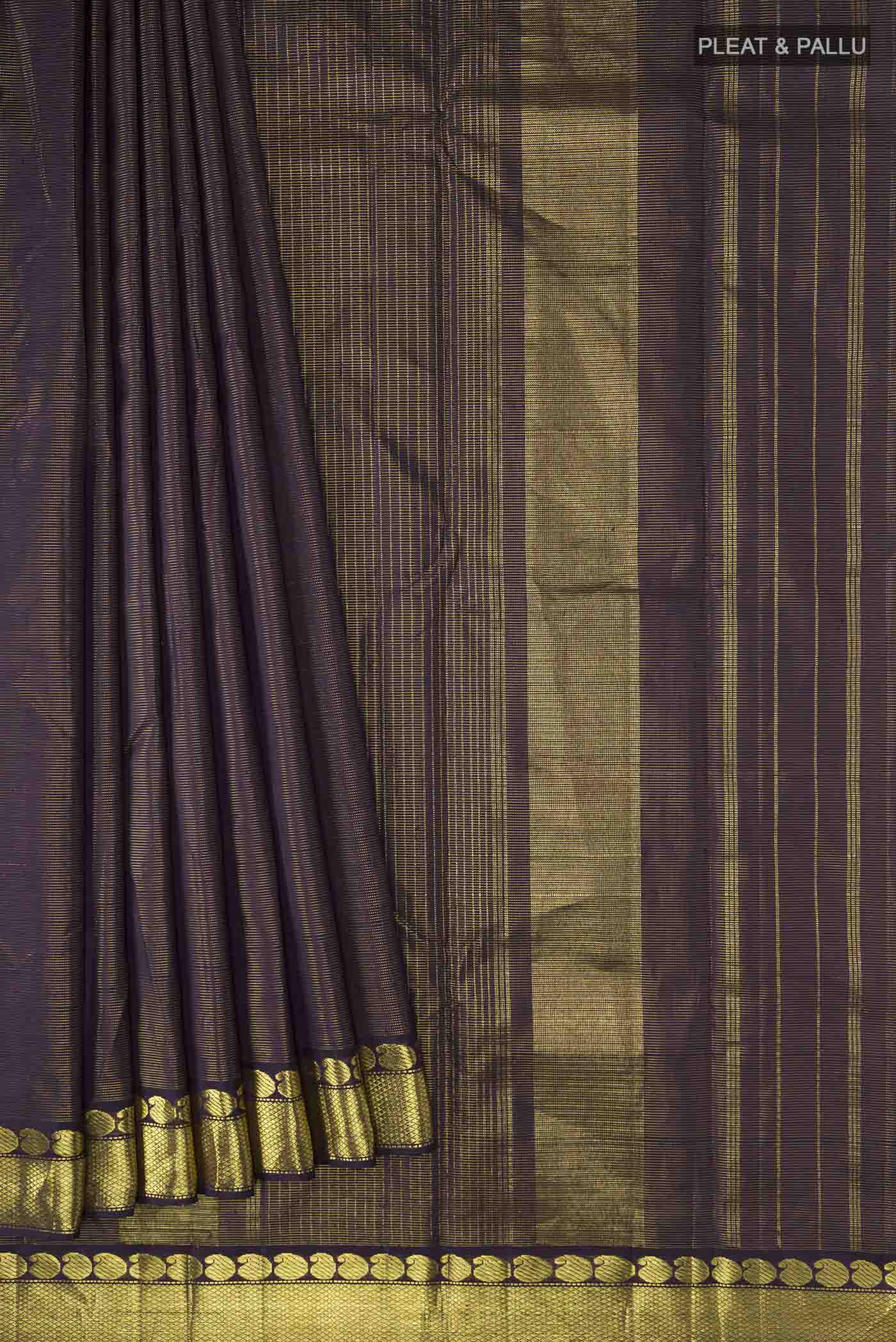 Navy Blue Kanchipuram Silk Saree - Image 4