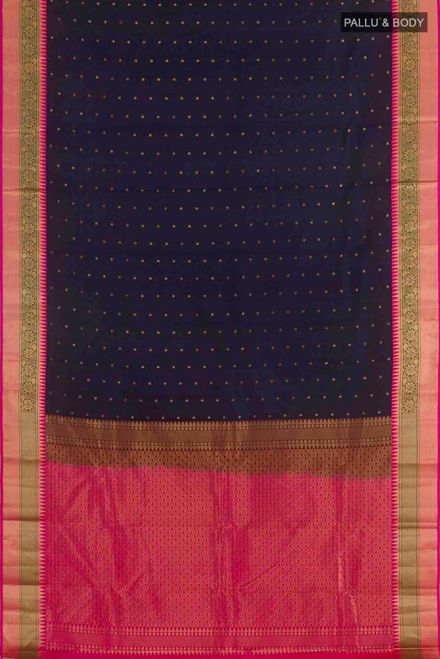 Navy Blue Kanchipuram Silk Saree - Image 3