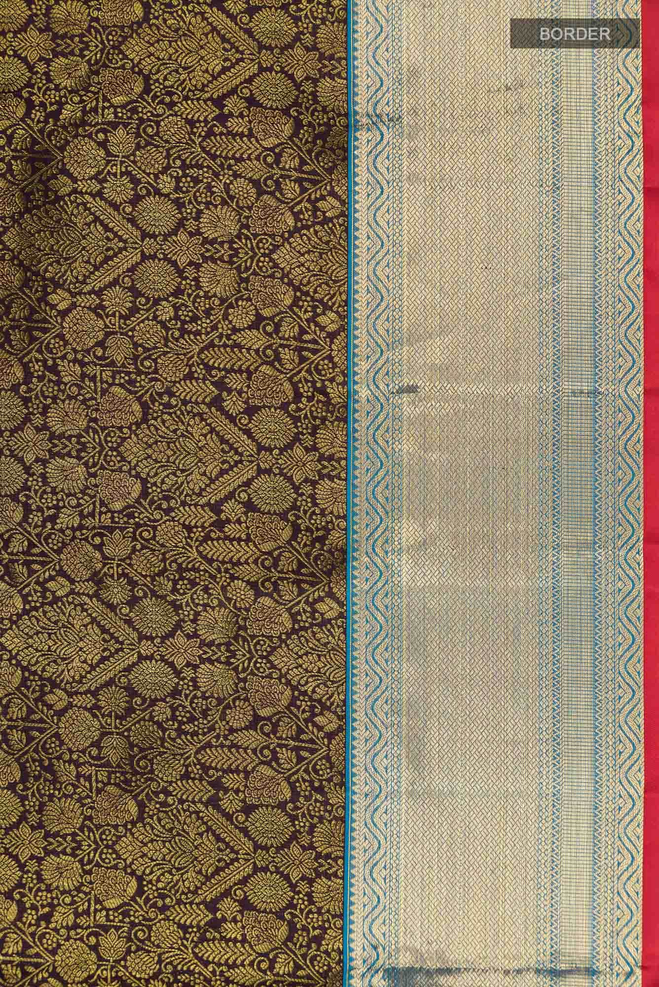Navy Blue Kanchipuram Silk Saree - Image 5