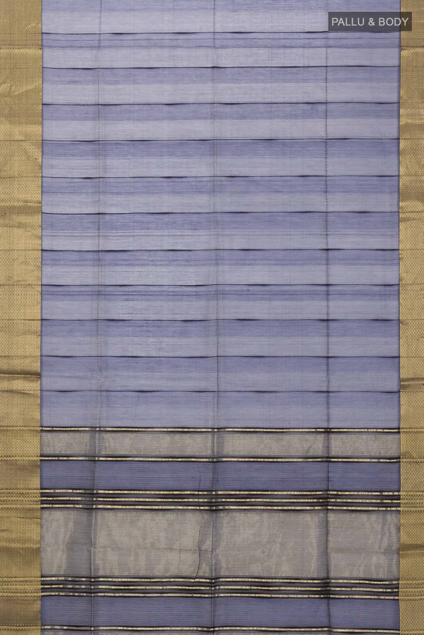 Navy Blue Maheshwari Silk Cotton Saree - Image 3